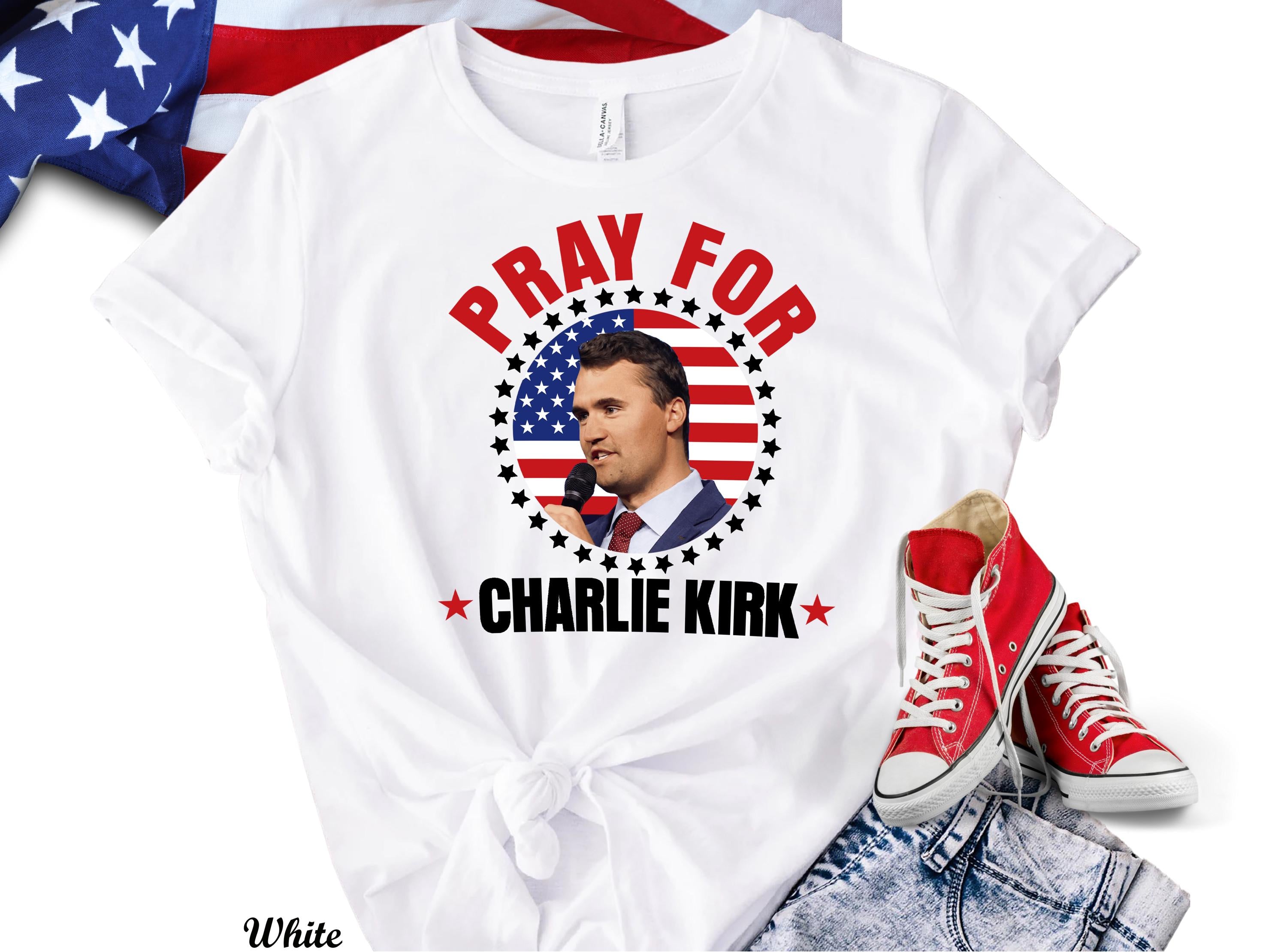 Pray for Charlie Kirk Shirt,Human Rights Activist Graphic Shirt,Conservative Political Unisex Shirt,Patriot America Flag Tee,Activist Shirt