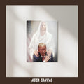 President Donald Trump with Jesus praying God Save America art Holy Face of Jesus Christ, Gift for USA Patriots ready to hang, Canvas Print