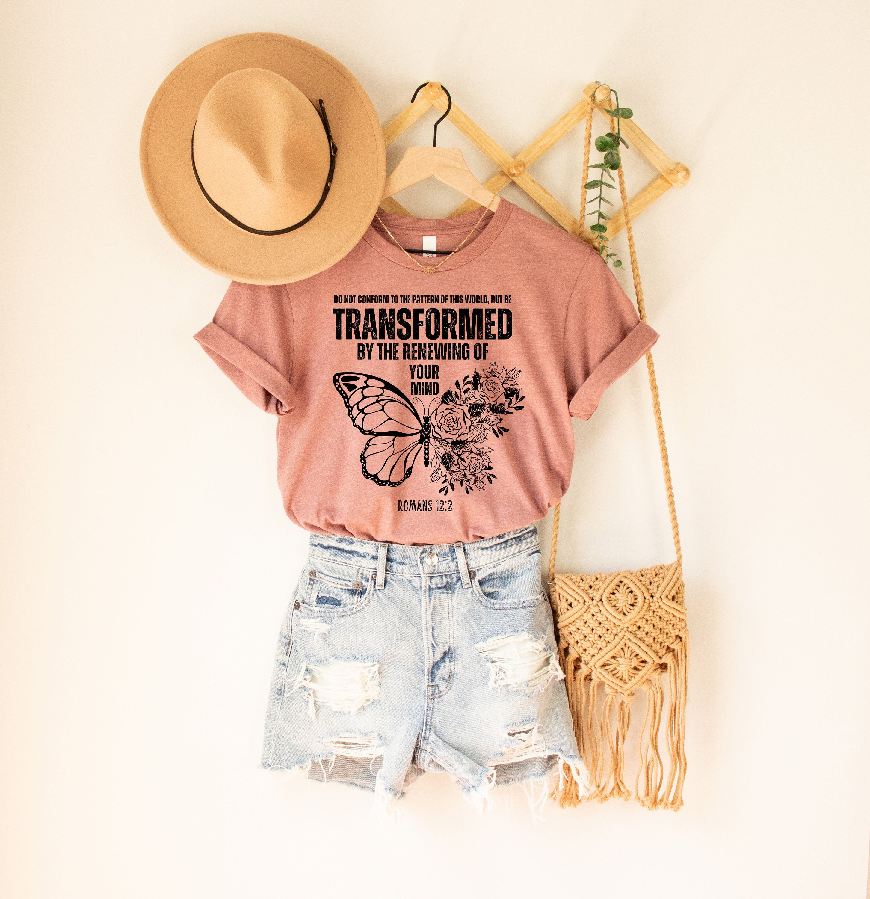 Transformed by the renewing of your mind , Romans 12:2, Christian Shirt Design, Gift for Her, Bible Verse , Trendy Religious cut