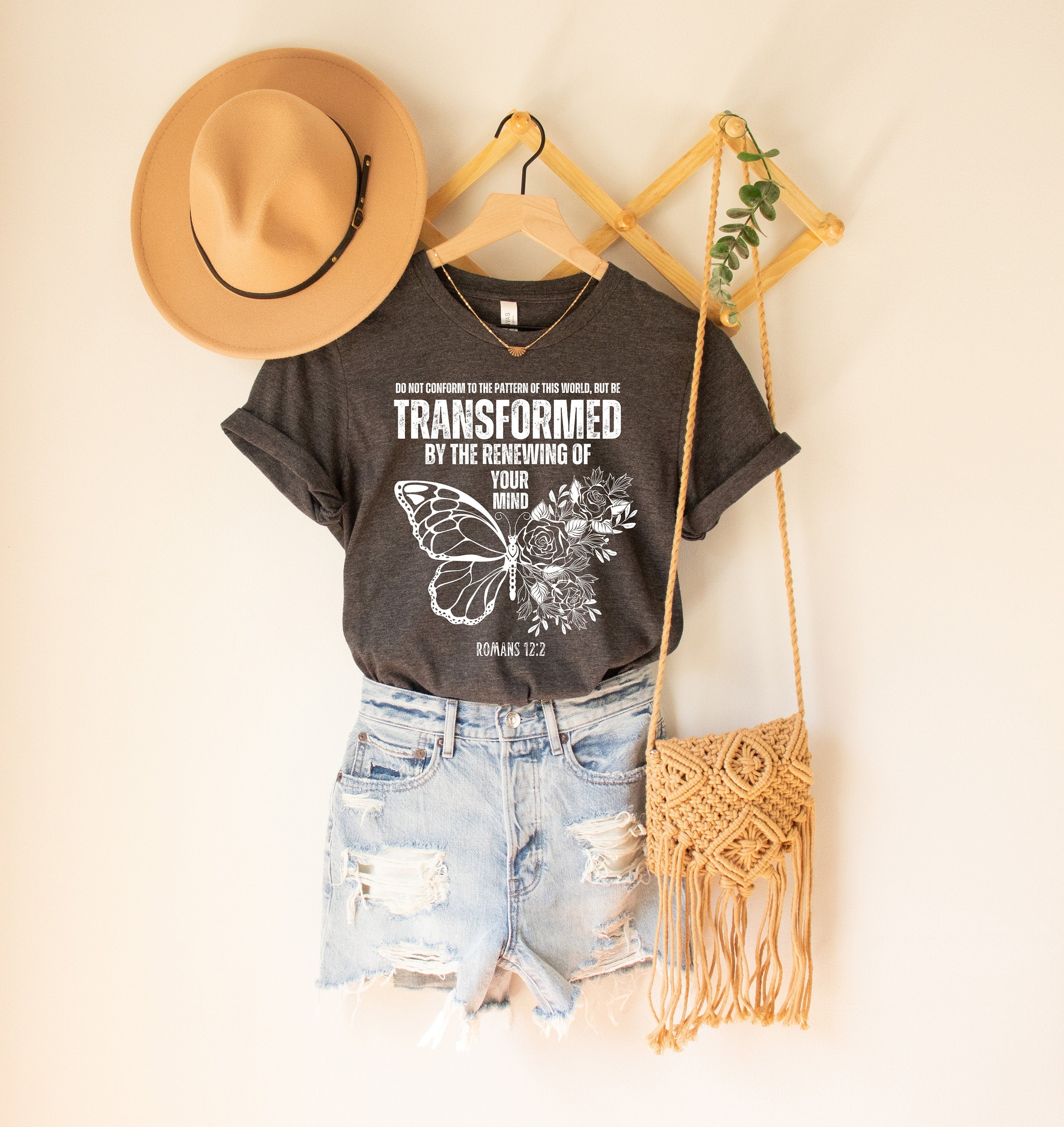 Transformed by the renewing of your mind , Romans 12:2, Christian Shirt Design, Gift for Her, Bible Verse , Trendy Religious cut