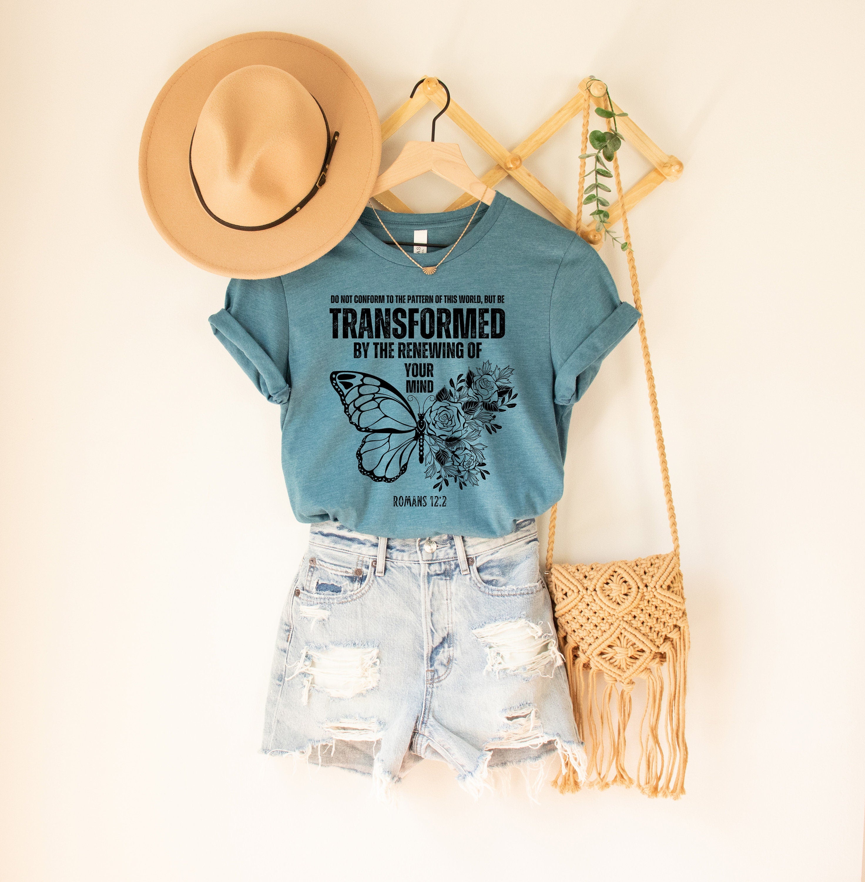 Transformed by the renewing of your mind , Romans 12:2, Christian Shirt Design, Gift for Her, Bible Verse , Trendy Religious cut