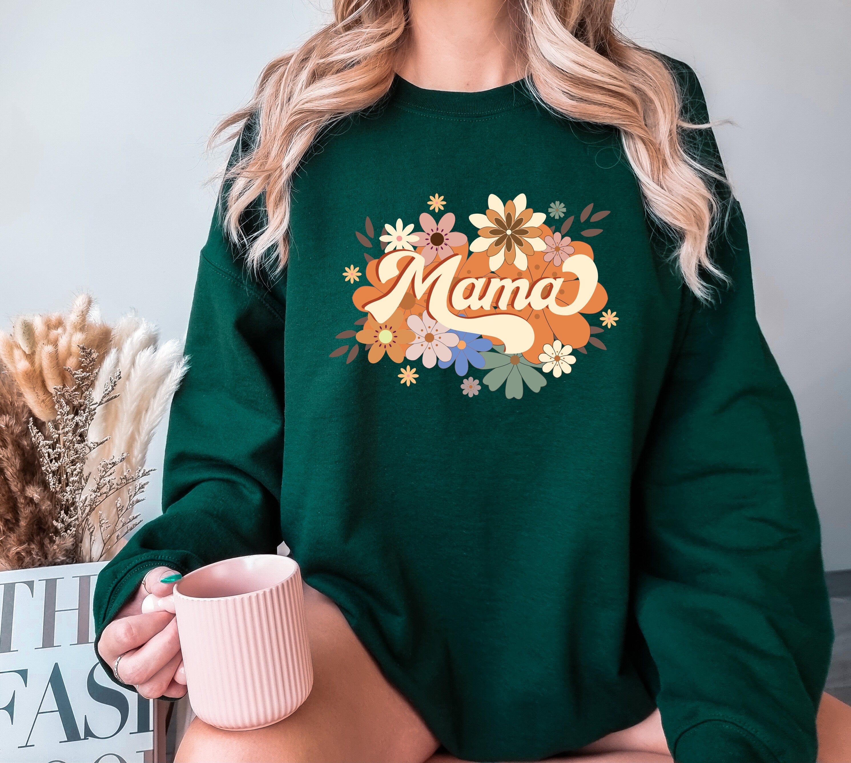 Mama Flower Sweatshirt, Mama Gift Sweatshirt, Ladies long Sleeve, Gift for Mom, Floral Mom Shirt, Pregnancy Announcement , New Mom Shirt