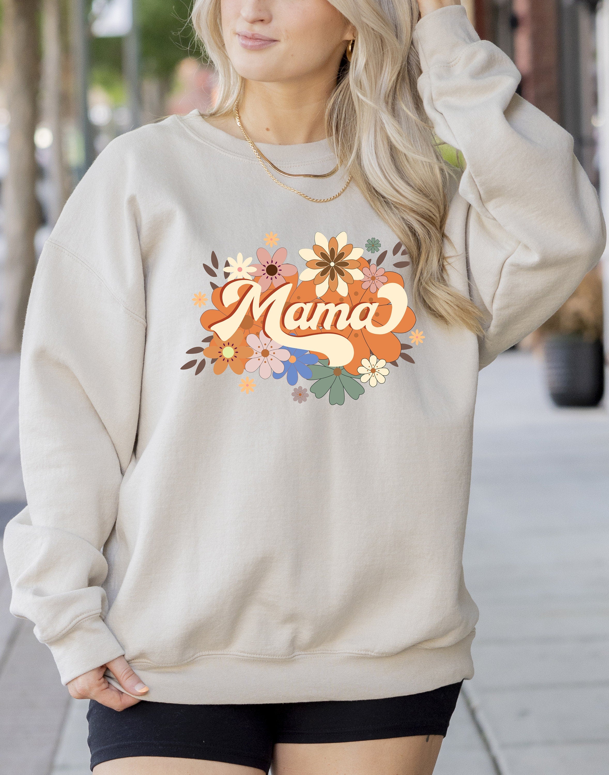 Mama Flower Sweatshirt, Mama Gift Sweatshirt, Ladies long Sleeve, Gift for Mom, Floral Mom Shirt, Pregnancy Announcement , New Mom Shirt