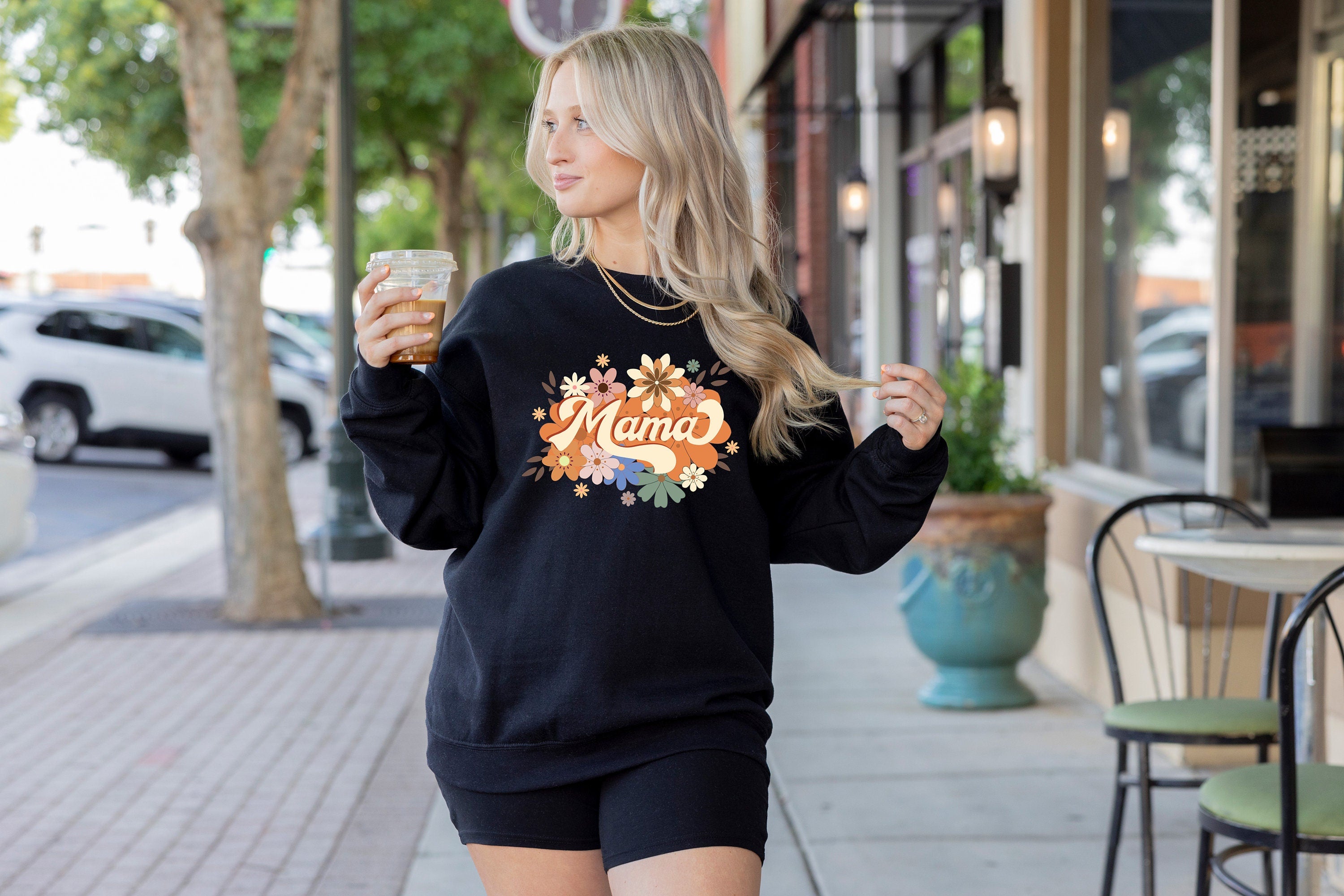 Mama Flower Sweatshirt, Mama Gift Sweatshirt, Ladies long Sleeve, Gift for Mom, Floral Mom Shirt, Pregnancy Announcement , New Mom Shirt