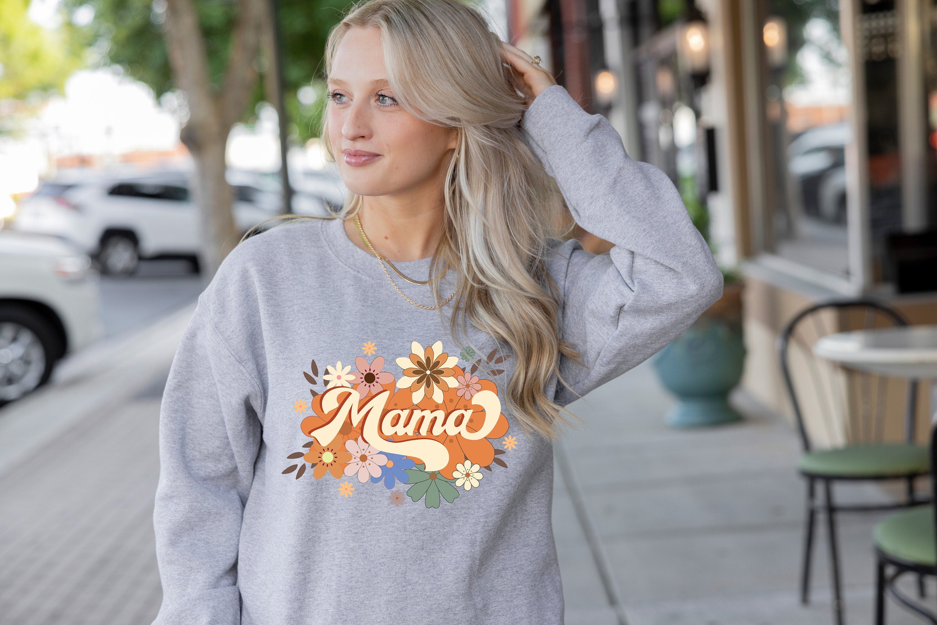Mama Flower Sweatshirt, Mama Gift Sweatshirt, Ladies long Sleeve, Gift for Mom, Floral Mom Shirt, Pregnancy Announcement , New Mom Shirt