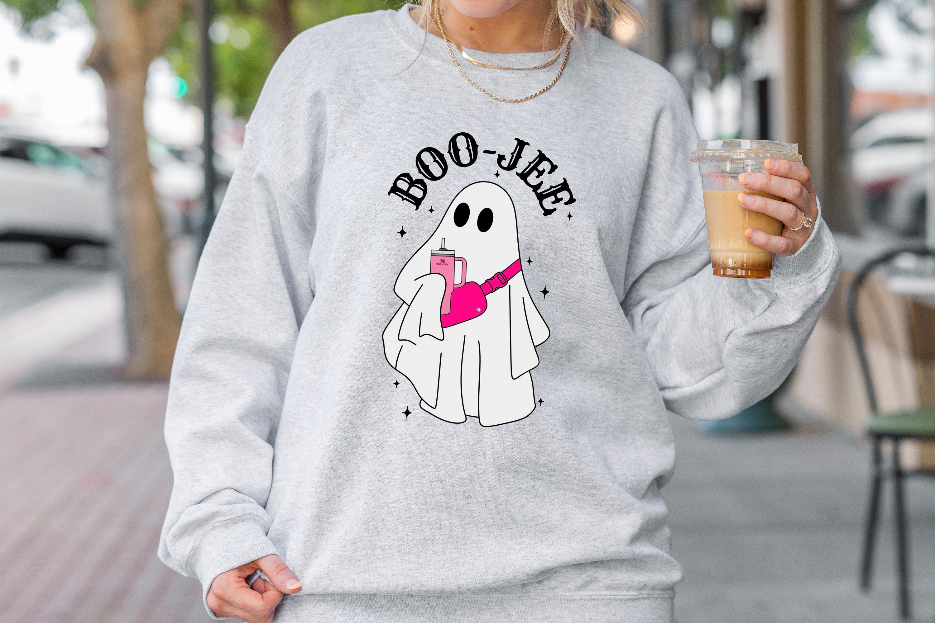 Cute Boo Jee Ghost Sweatshirt, Boo Shirt, Spooky Ghost Sweater, Spooky Season Ghost, Spooky Vibes, Halloween Gifts, Fall Sweatshirt