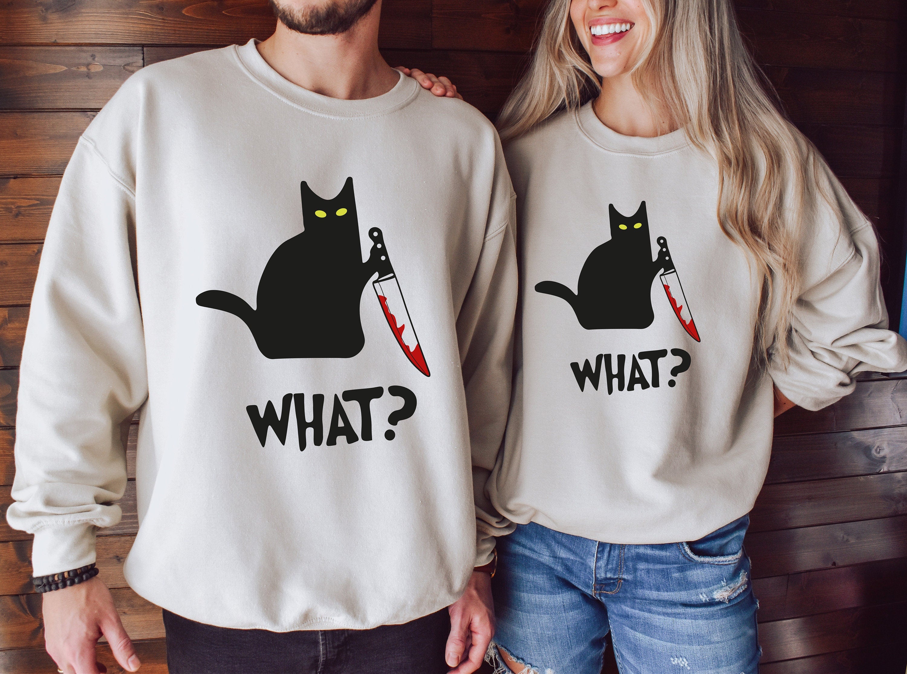Cat With Knife Sweatshirt,Funny Black Cat tshirts, What Cat Sweatshirt,What Murderous Black Cat Sweatshirt , Killer Cat Graphic Tee