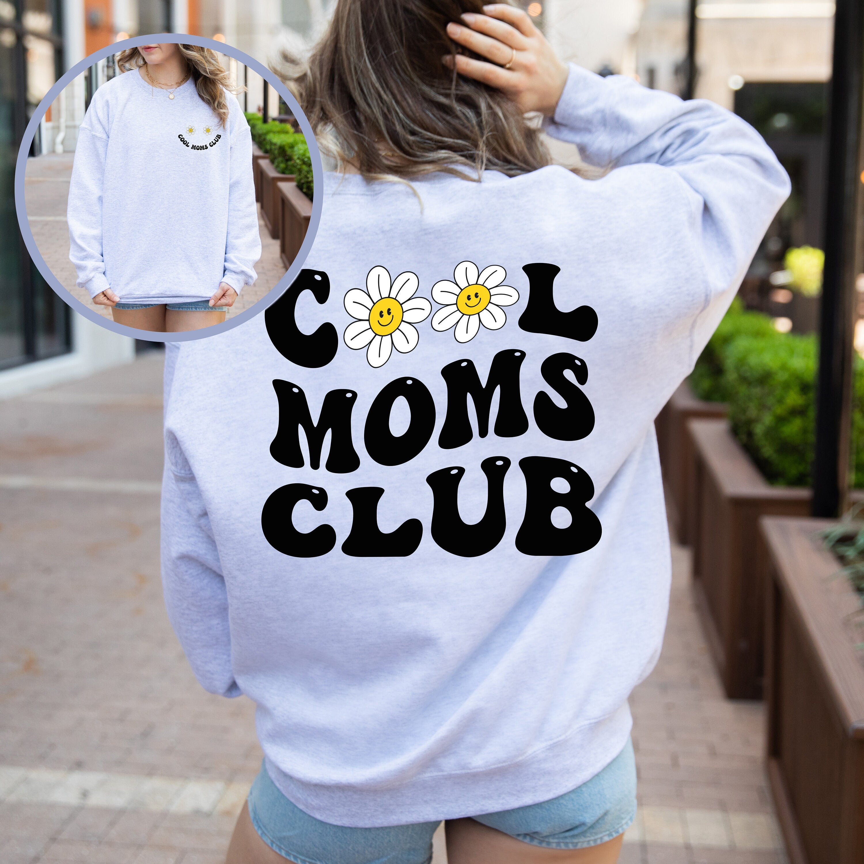 Cool Moms Club Printed Front and Back Sweatshirt, Mother's Day Gift, New Mom Gift, Expecting Mom Gift, Cool Moms Club Crewneck, Gift for Mom