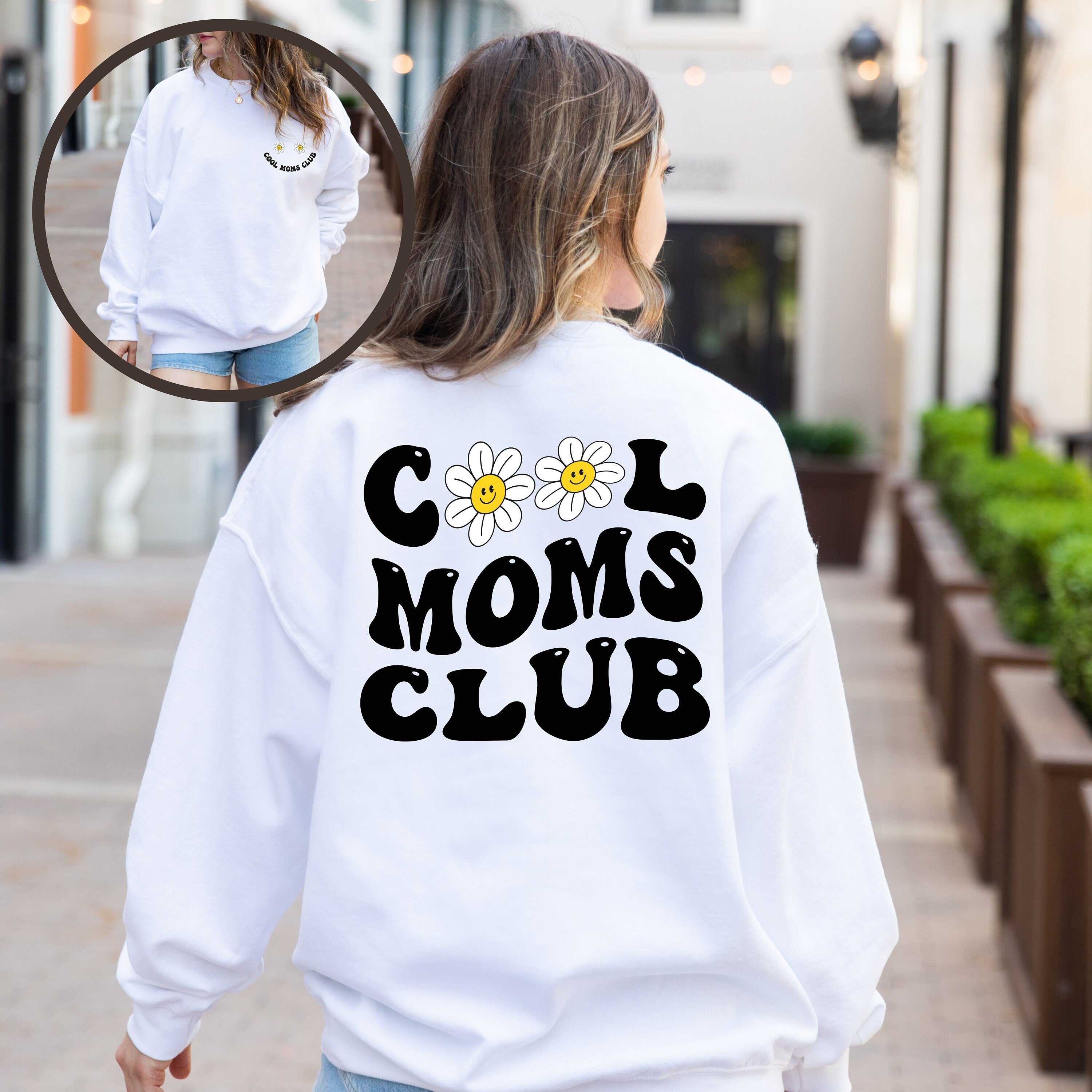 Cool Moms Club Printed Front and Back Sweatshirt, Mother's Day Gift, New Mom Gift, Expecting Mom Gift, Cool Moms Club Crewneck, Gift for Mom