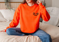 Embroidered Halloween Sweatshirt, Embroidered Halloween Pumpkin Face Sweatshirt, Halloween Crewneck, Halloween Sweatshirt, Spooky Season