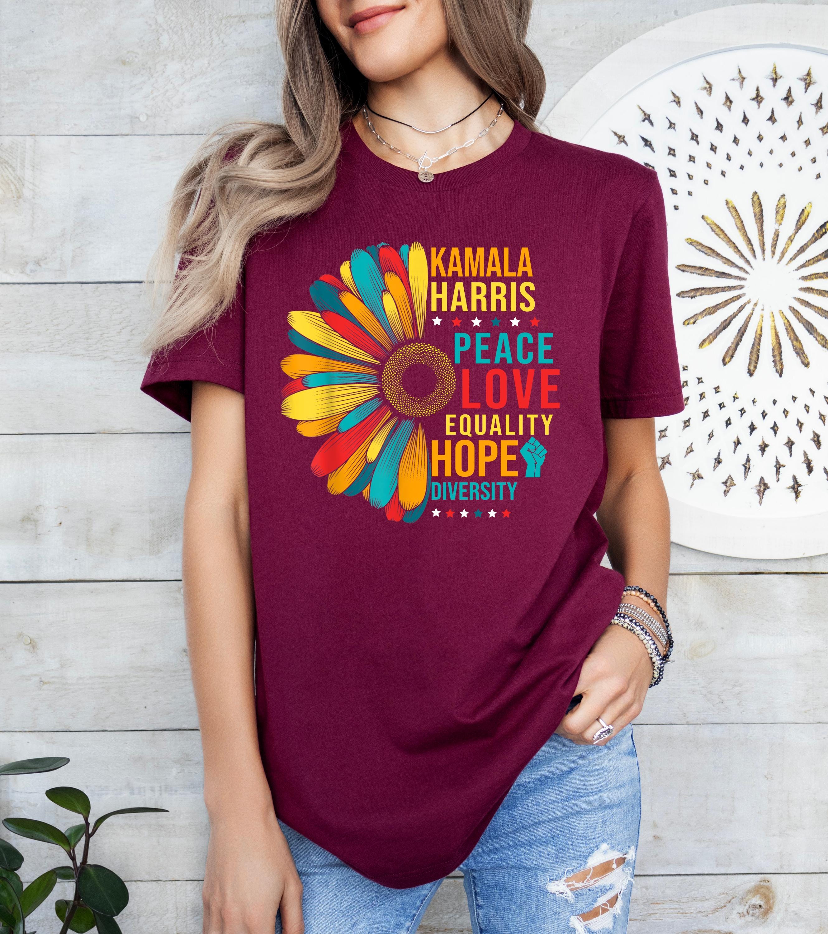 Kamala Harris Peace Love Equality Hope Deversity Shirt, Kamala Shirt, Kamala Harris shirt, President madam president election shirt, Kamala
