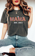 Custom Mama Shirt, Mama Est 2024 Shirt, Mothers Day,Flowers Mama Shirt, Mama Shirt, Gifts For Sisters, Baby Shower Shirt, New Mom 2024 Shirt