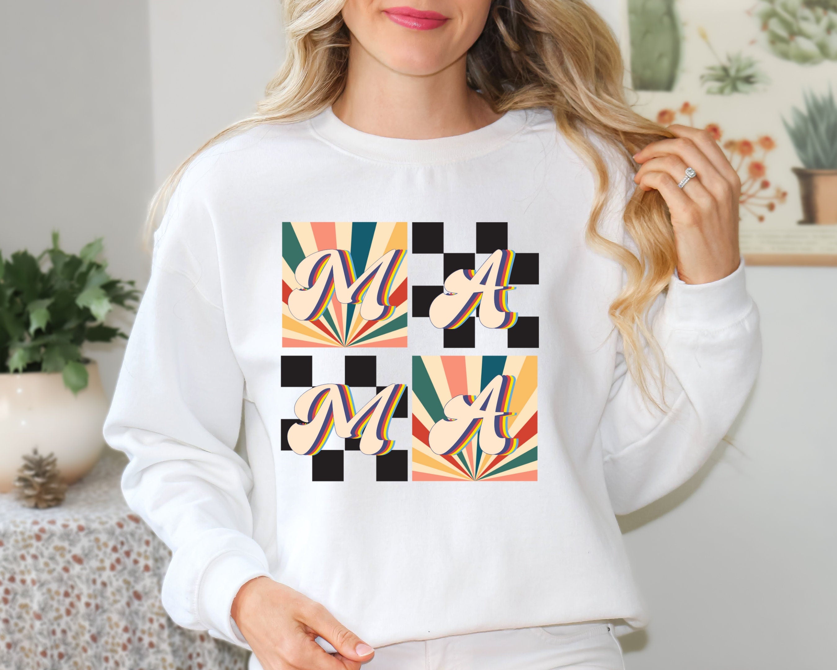 Mama Shirt, Retro Mama Shirt, Checkered Mama Shirt, Mama Tee, Checkered Mother Shirt, Mother’s Day Shirt, Comfort Color, Mama T-Shirt,
