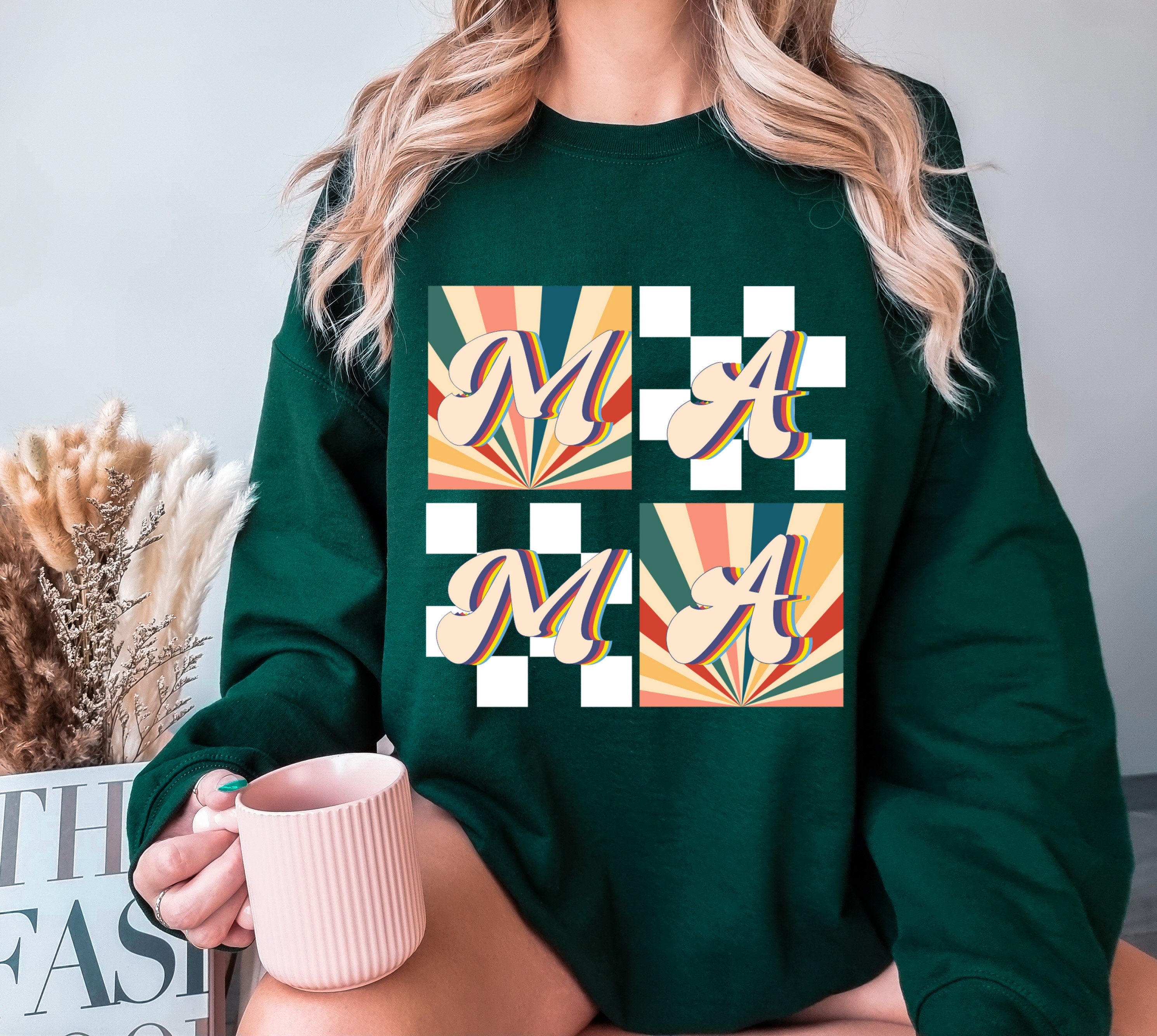 Mama Shirt, Retro Mama Shirt, Checkered Mama Shirt, Mama Tee, Checkered Mother Shirt, Mother’s Day Shirt, Comfort Color, Mama T-Shirt,