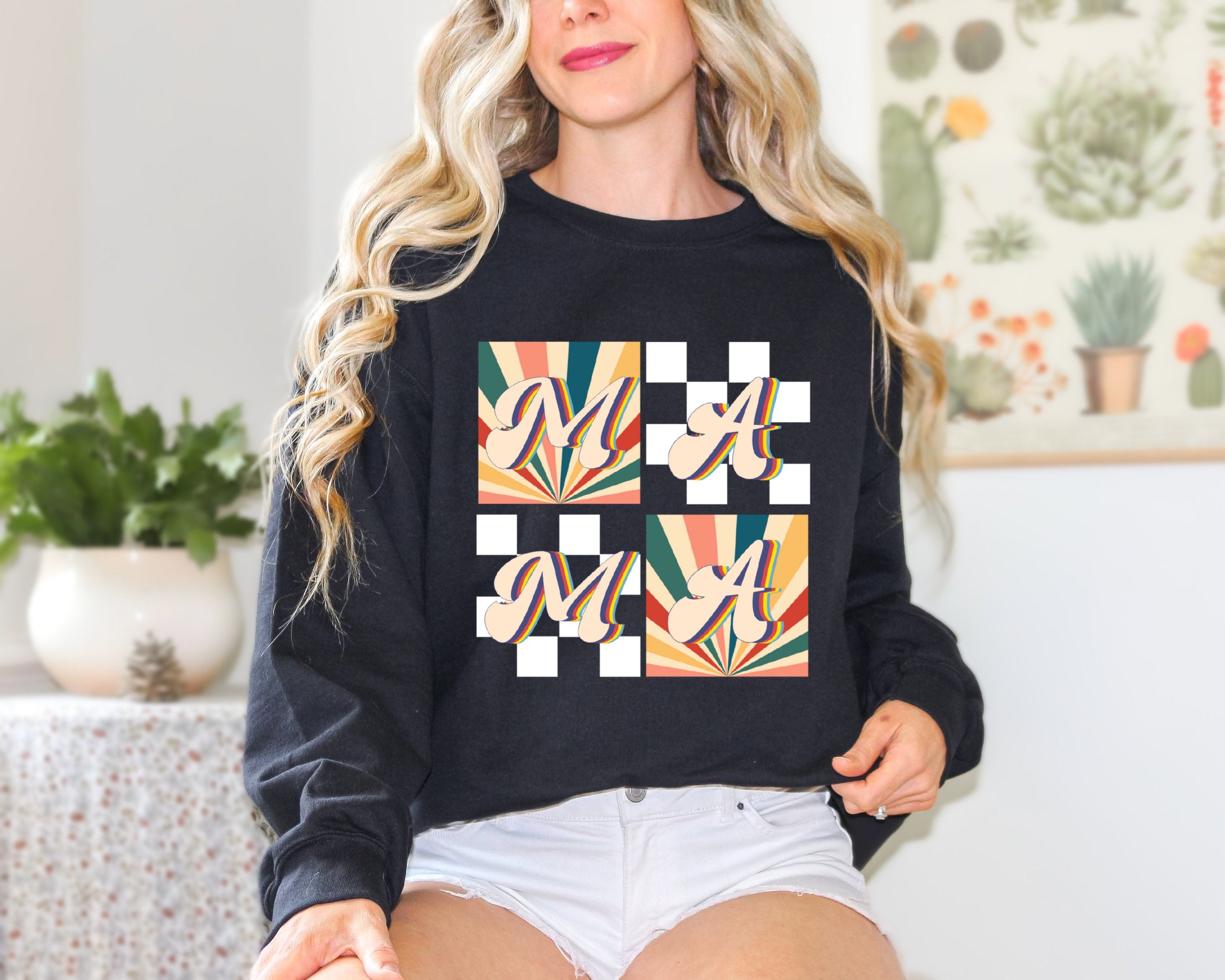 Mama Shirt, Retro Mama Shirt, Checkered Mama Shirt, Mama Tee, Checkered Mother Shirt, Mother’s Day Shirt, Comfort Color, Mama T-Shirt,