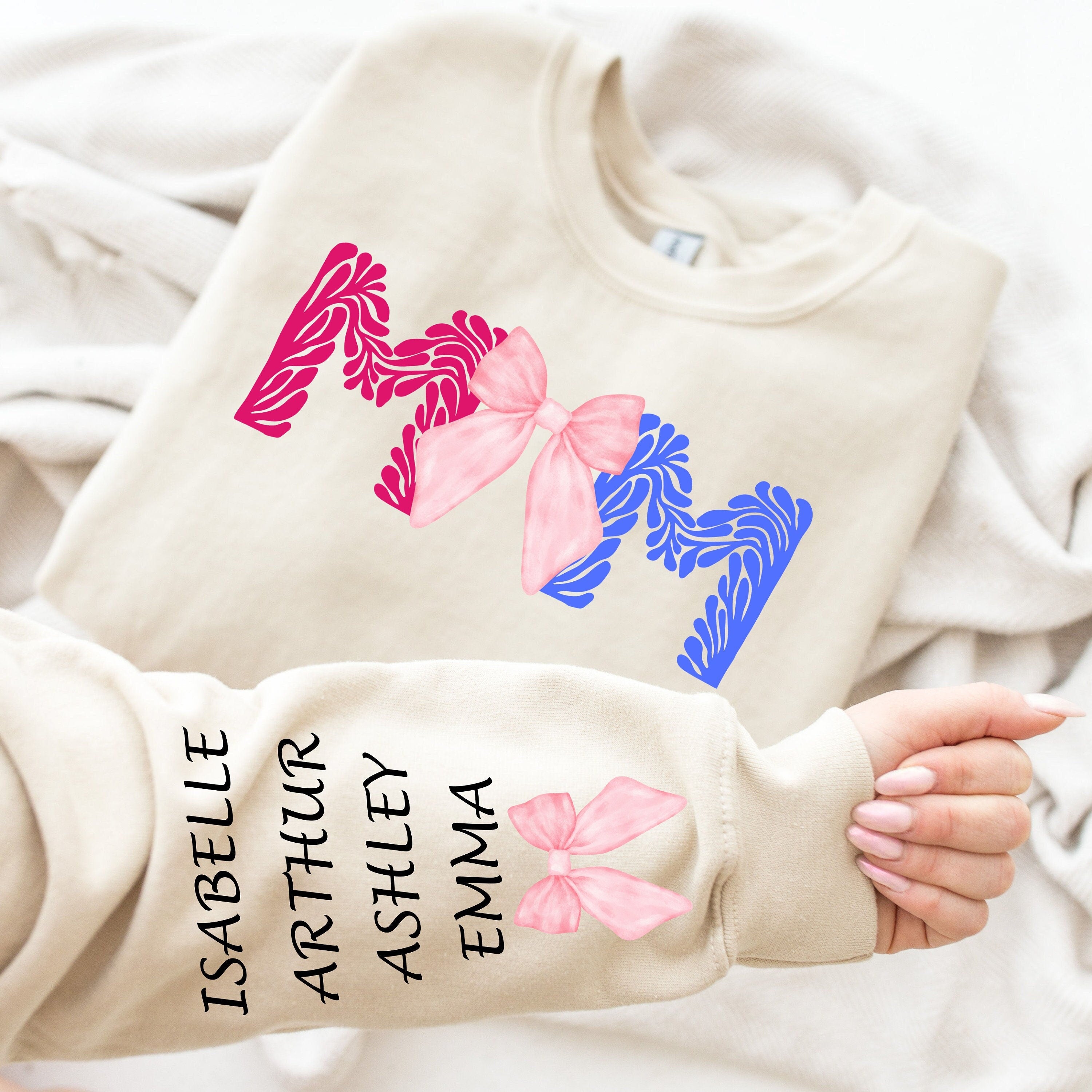 Coquette Mama Sweatshirt, Custom Mom Shirt, Mothers Day Gift, New Mom Gift, Personalized Sweatshirt, Spring, Motherhood Sweatshirt,