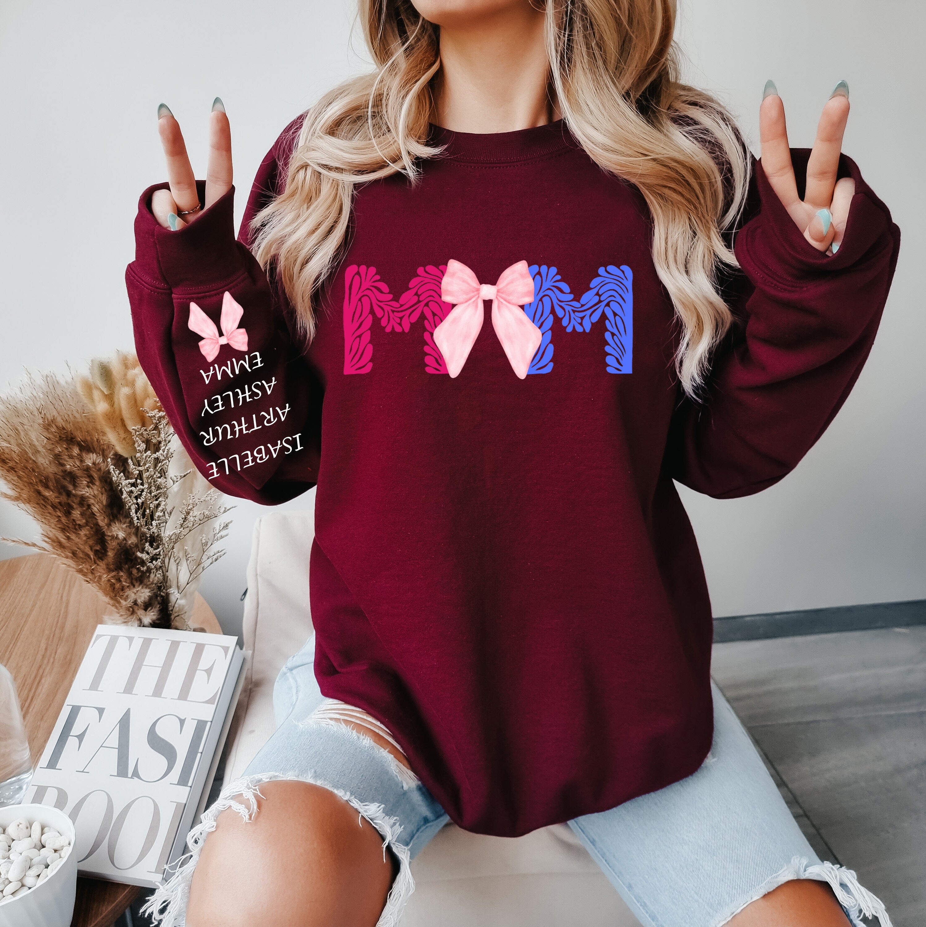 Coquette Mama Sweatshirt, Custom Mom Shirt, Mothers Day Gift, New Mom Gift, Personalized Sweatshirt, Spring, Motherhood Sweatshirt,