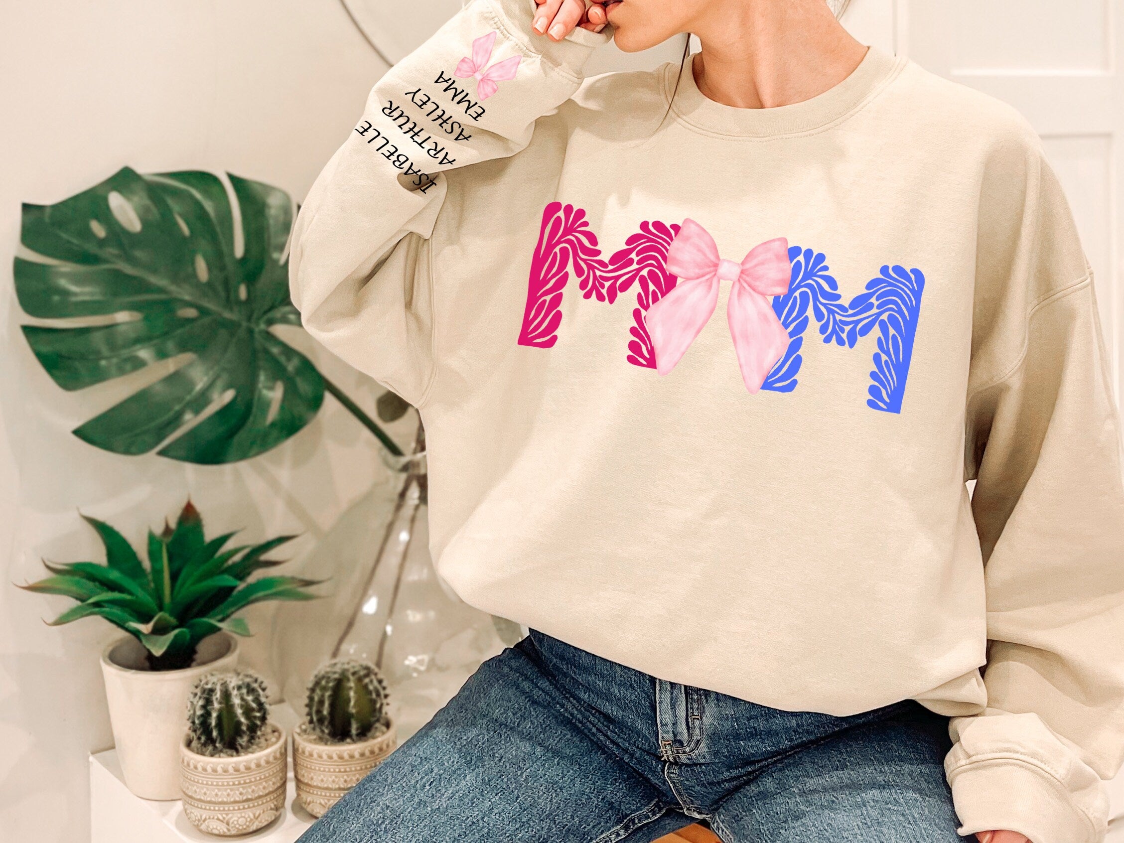Coquette Mama Sweatshirt, Custom Mom Shirt, Mothers Day Gift, New Mom Gift, Personalized Sweatshirt, Spring, Motherhood Sweatshirt,