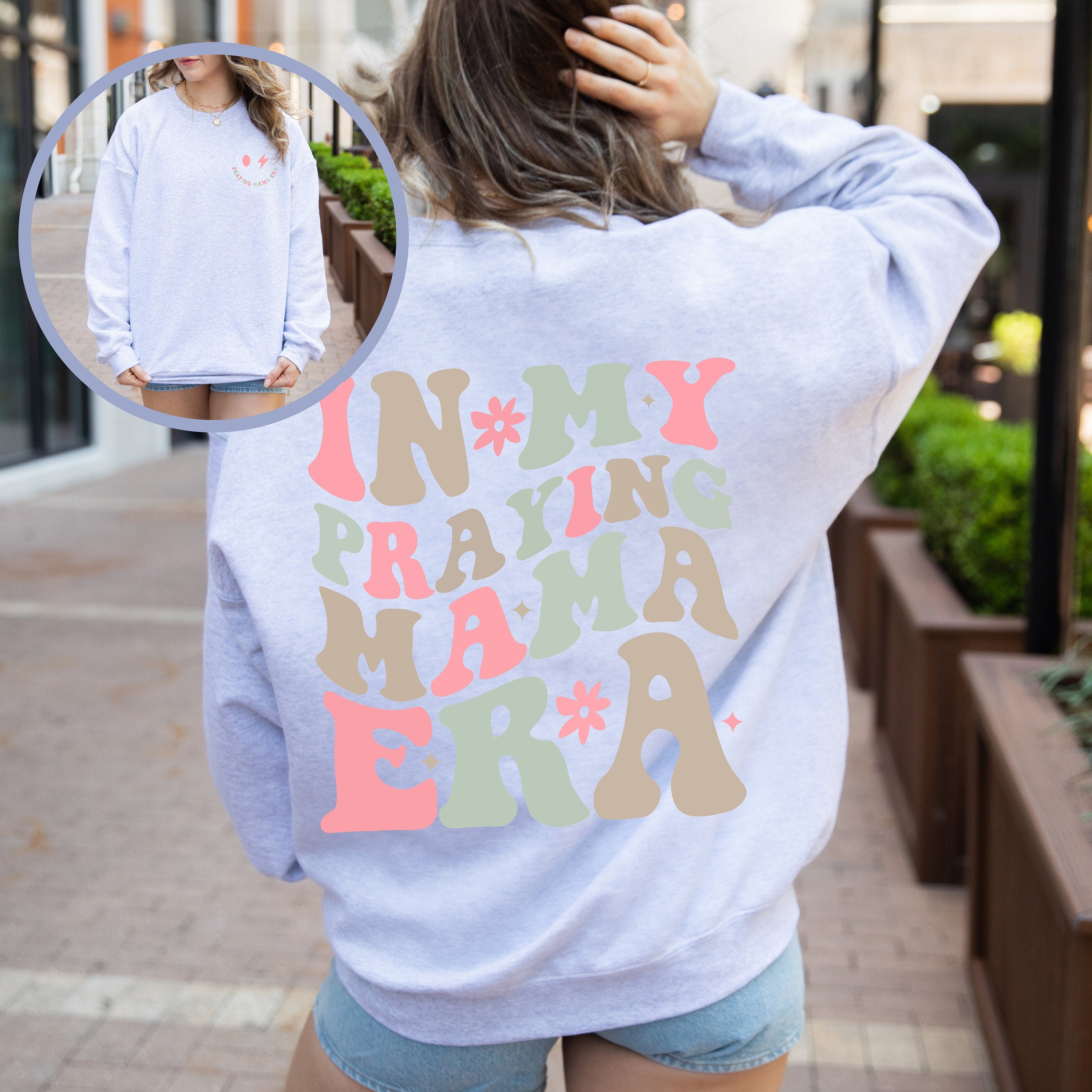 In My Praying Mama Era Sweatshirt, Praying Mama Era Sweatshirt, Christian Mom Sweatshirt, Christian Sweatshirt, Retro Mama Wavy Tee C97