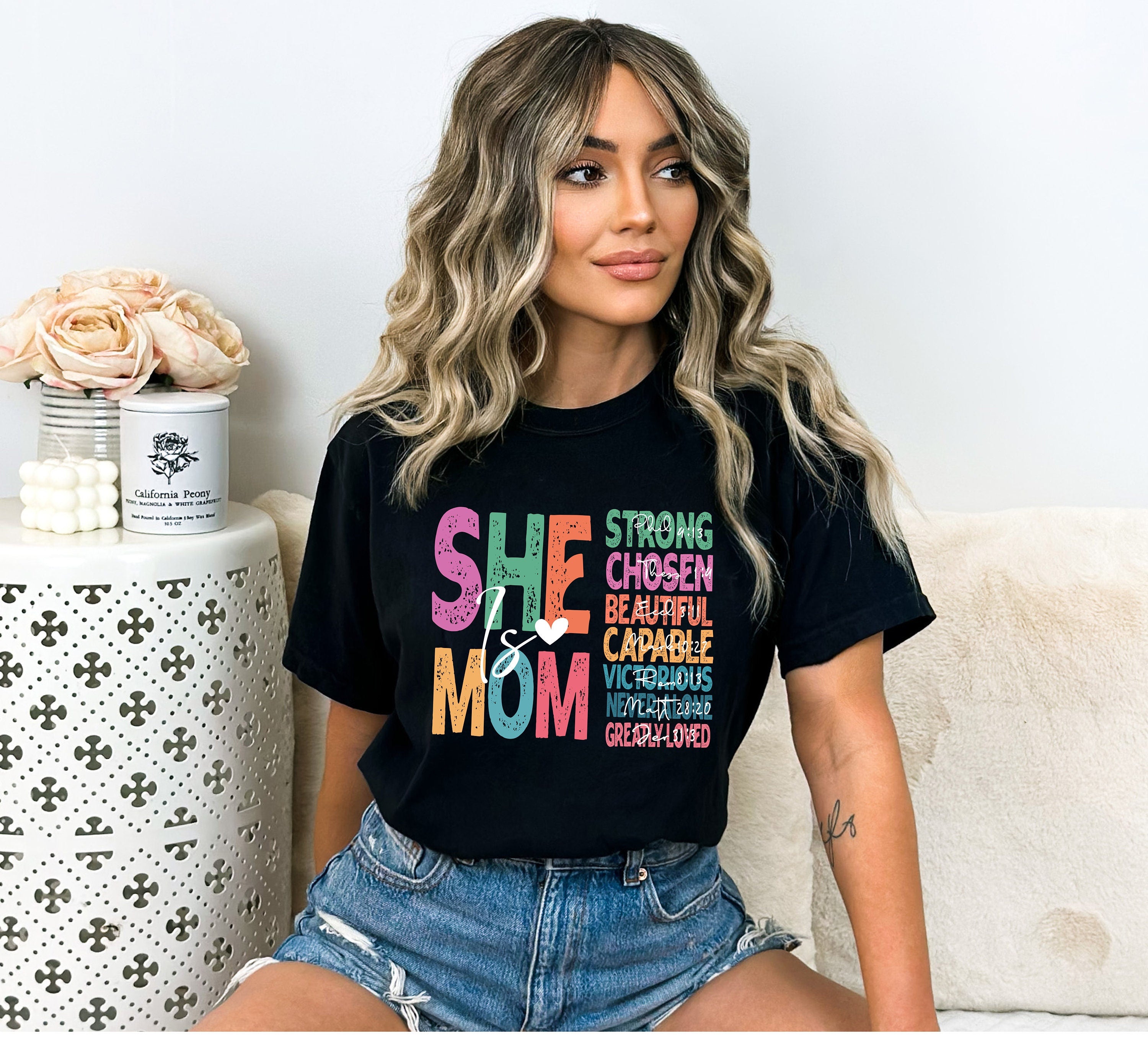 She is Mom Shirt, She is Strong Shirt, Bible Verse Shirt, Gift For Mom, Christian Mom shirt, Mother Days Shirt, Cute Mom Tee, Gift For Mom