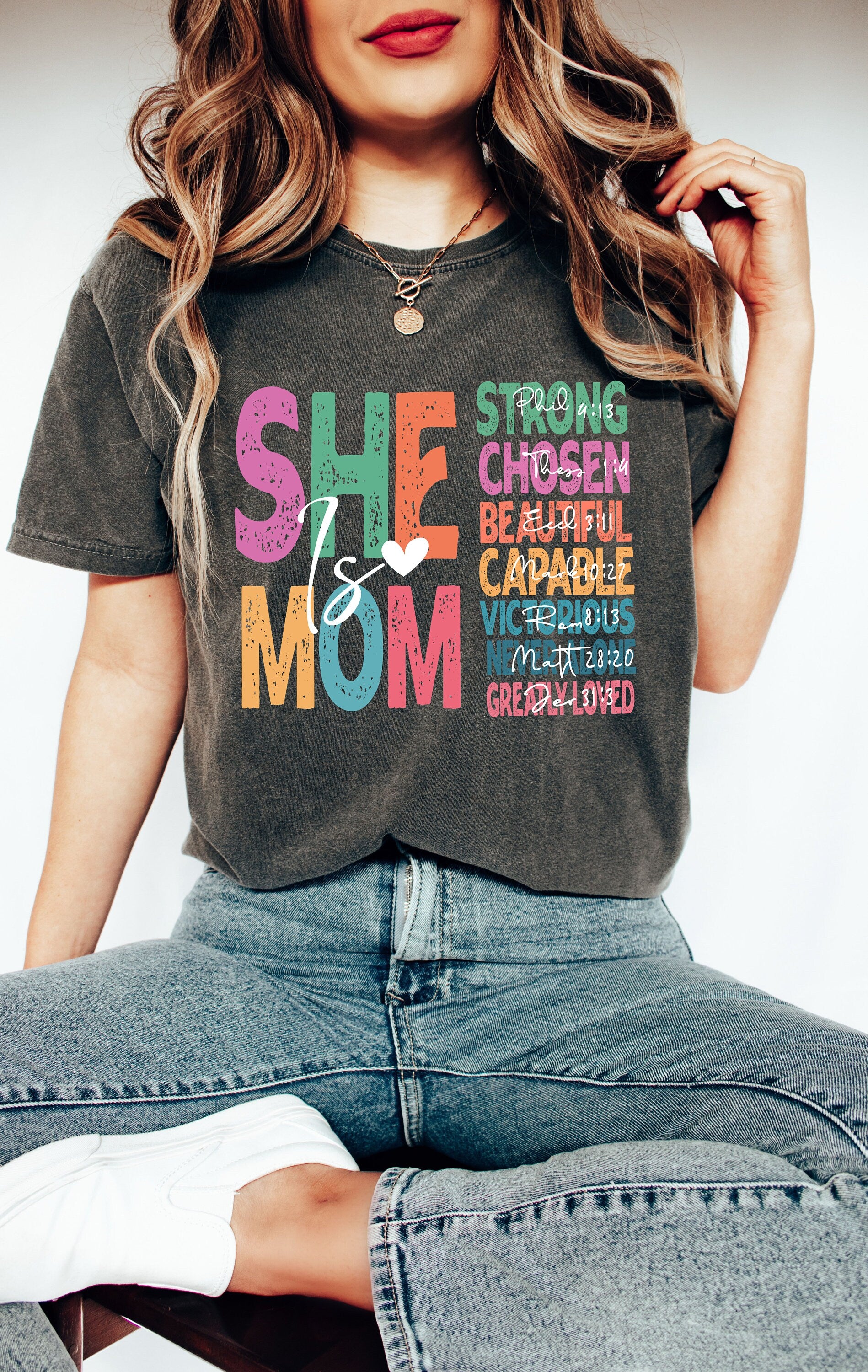 She is Mom Shirt, She is Strong Shirt, Bible Verse Shirt, Gift For Mom, Christian Mom shirt, Mother Days Shirt, Cute Mom Tee, Gift For Mom
