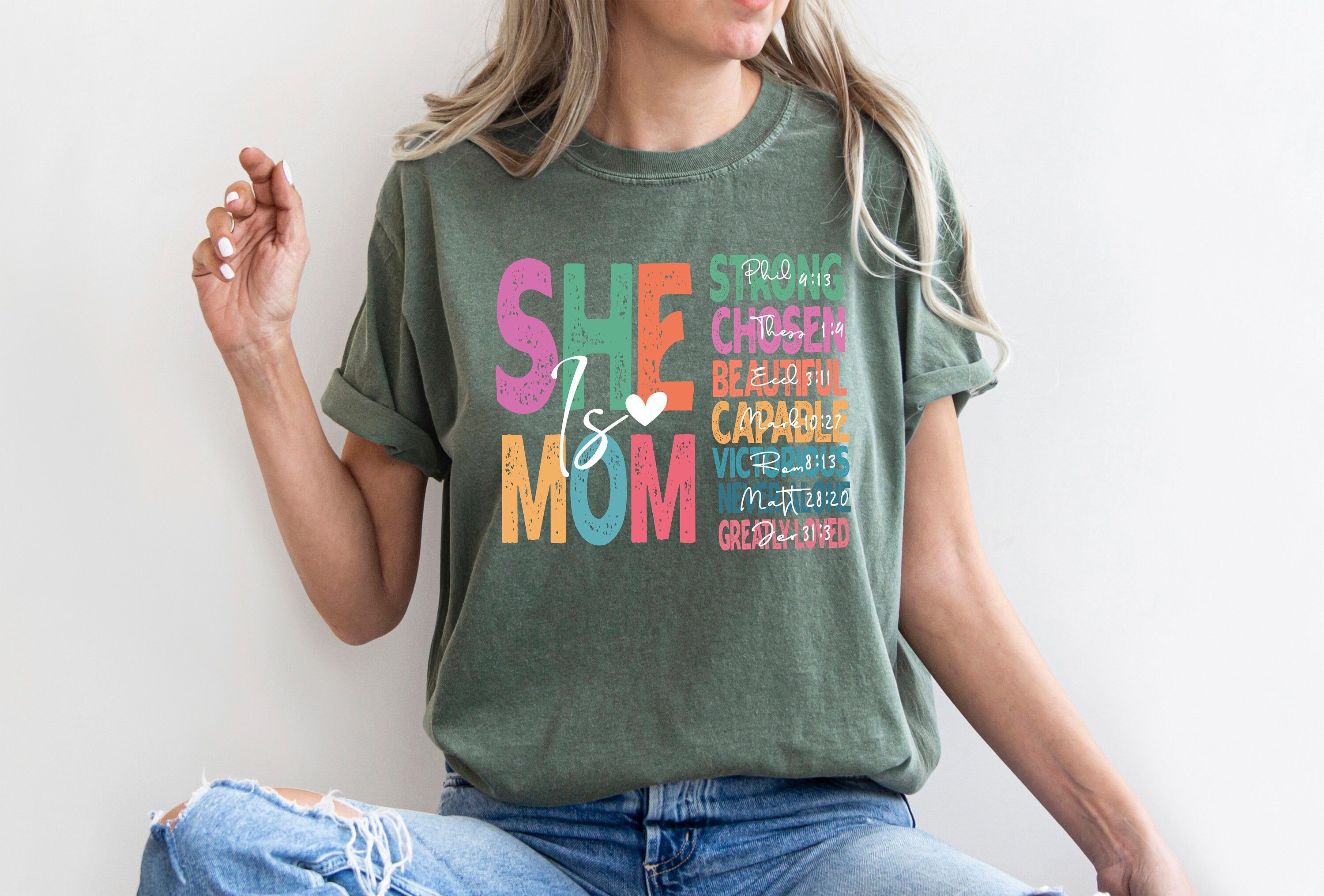 She is Mom Shirt, She is Strong Shirt, Bible Verse Shirt, Gift For Mom, Christian Mom shirt, Mother Days Shirt, Cute Mom Tee, Gift For Mom
