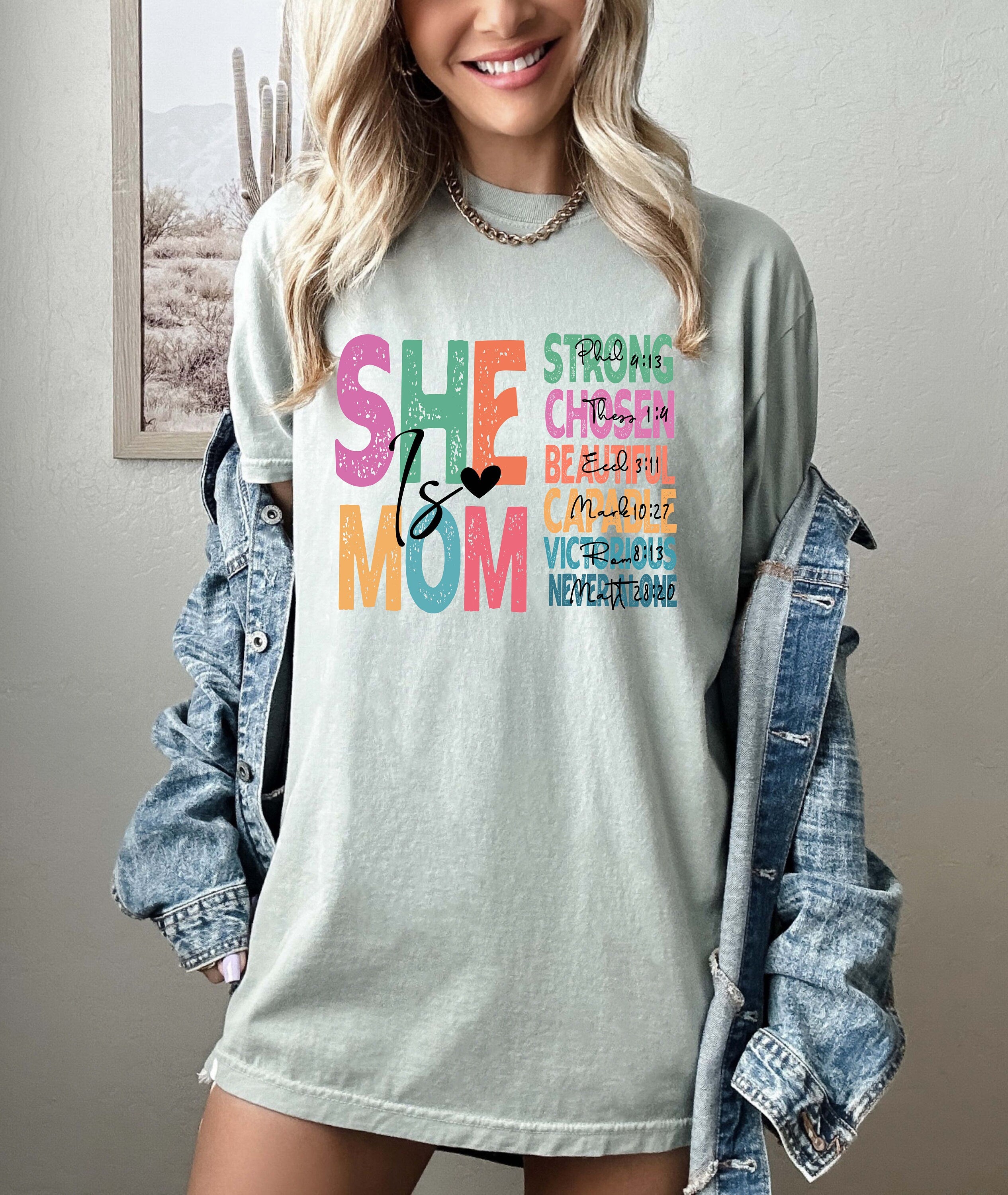 She is Mom Shirt, She is Strong Shirt, Bible Verse Shirt, Gift For Mom, Christian Mom shirt, Mother Days Shirt, Cute Mom Tee, Gift For Mom