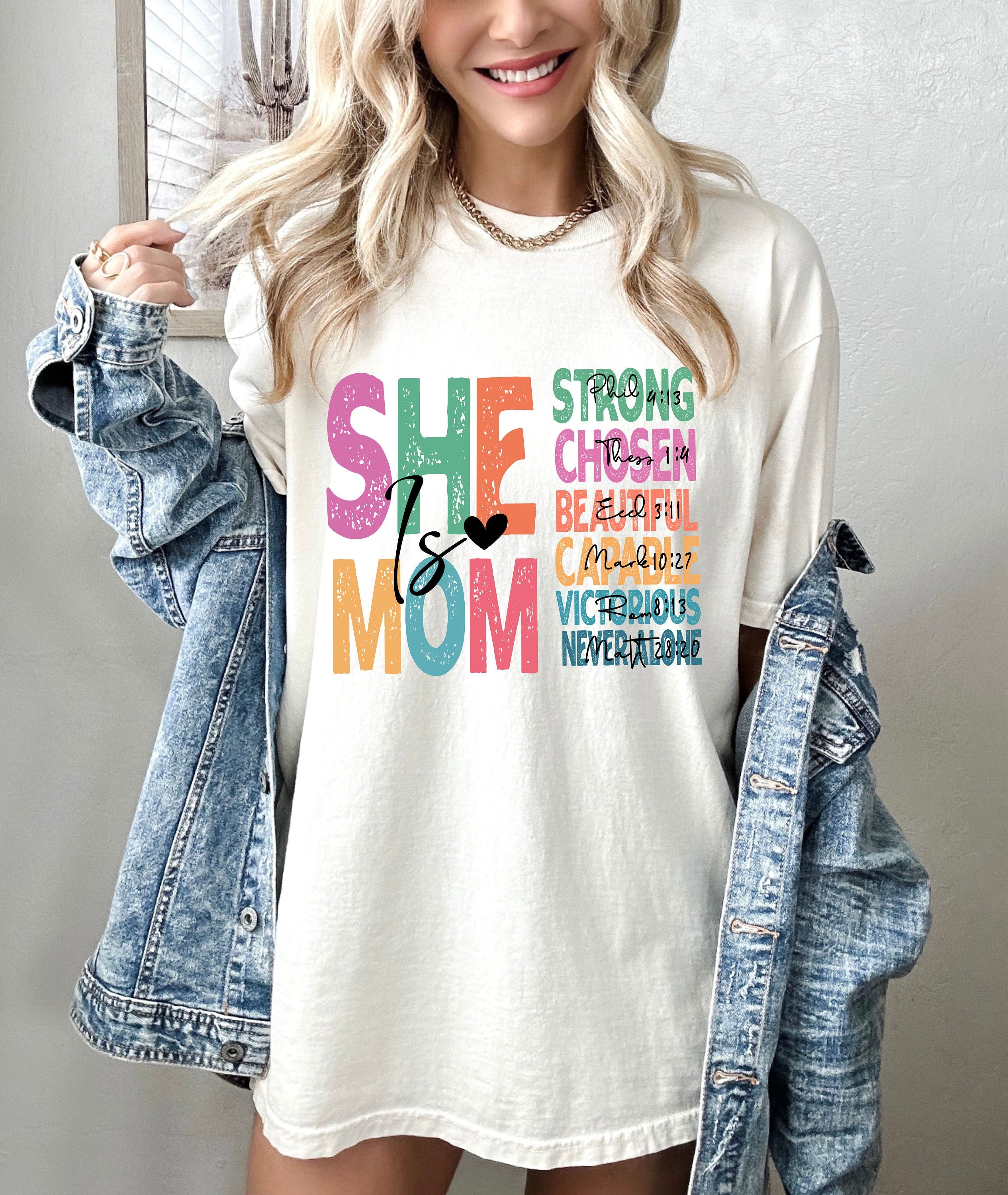 She is Mom Shirt, She is Strong Shirt, Bible Verse Shirt, Gift For Mom, Christian Mom shirt, Mother Days Shirt, Cute Mom Tee, Gift For Mom