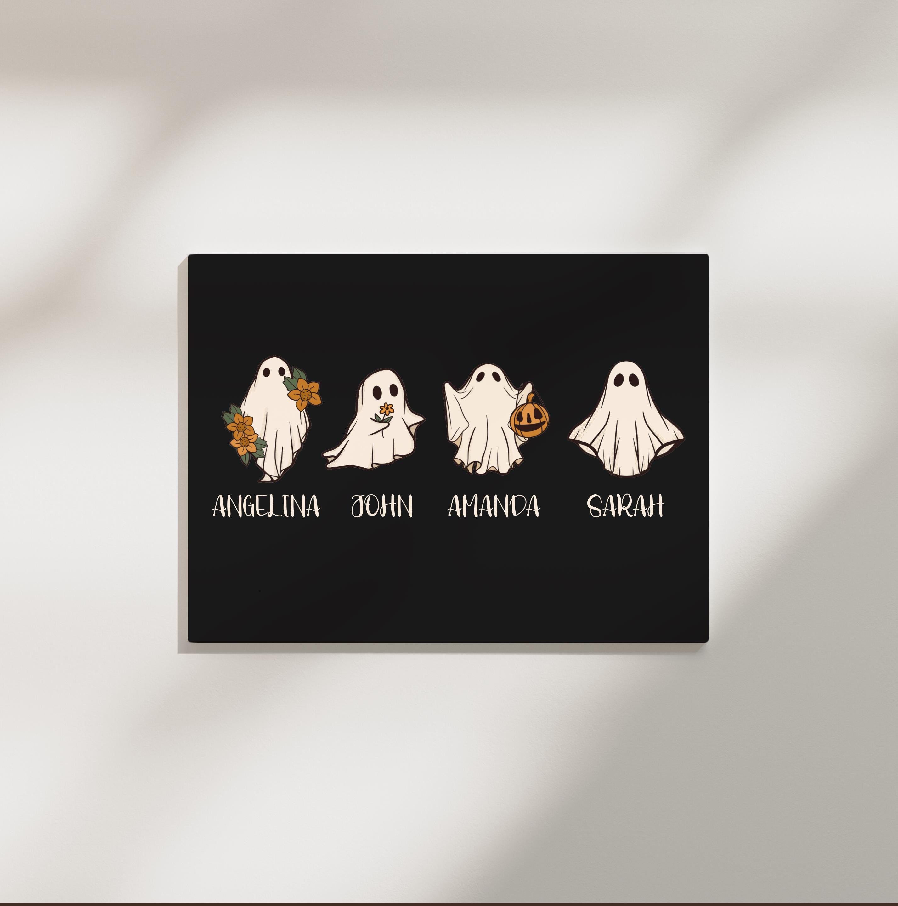 Halloween Family Print, Personalized Halloween Portrait, Halloween Ghost Family, Halloween Printable Wall Art, Wall Art, Framed Canvas Print