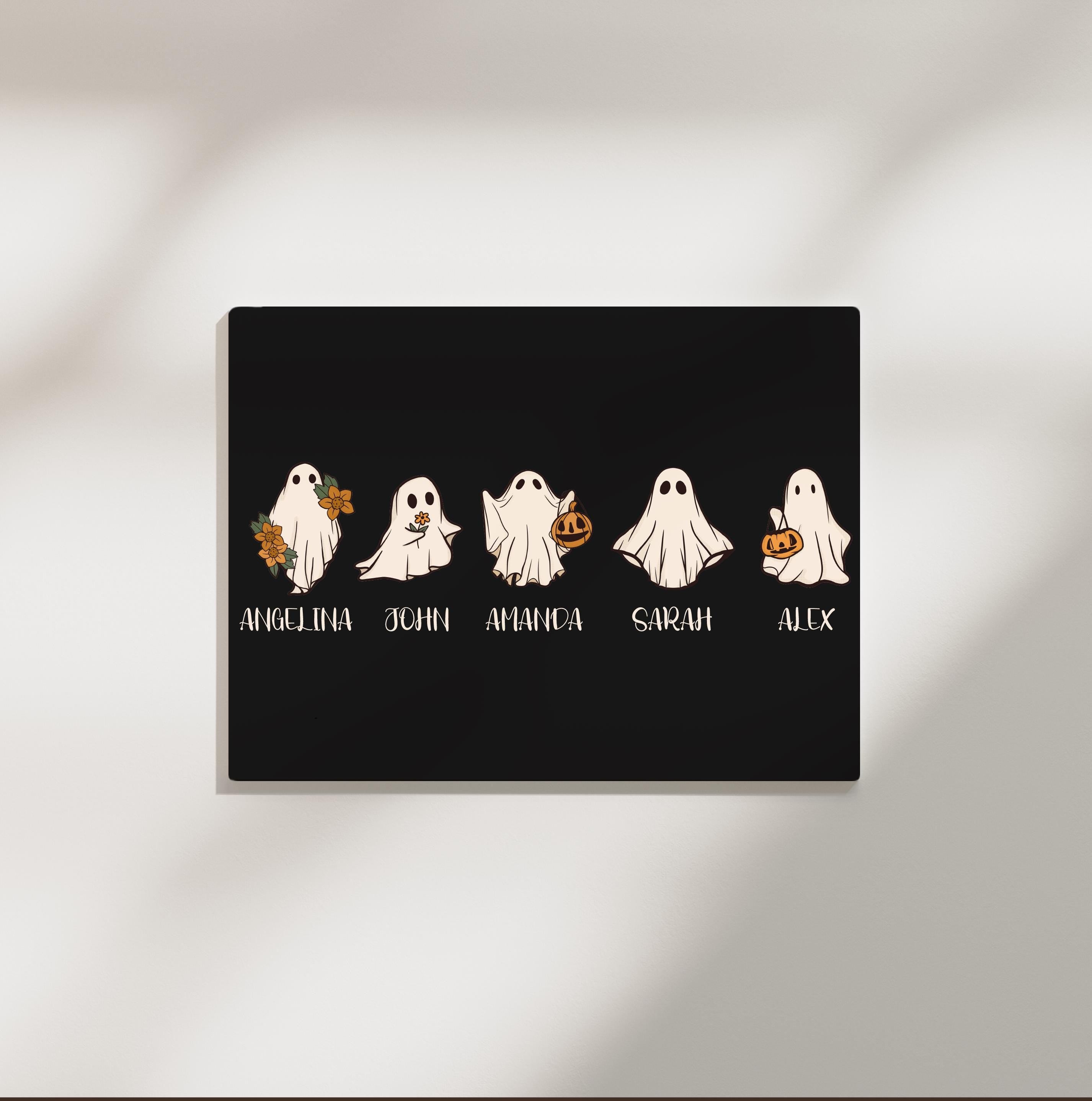 Halloween Family Print, Personalized Halloween Portrait, Halloween Ghost Family, Halloween Printable Wall Art, Wall Art, Framed Canvas Print