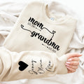 Custom Mom Grandma Est Sweatshirt, Retro Mama, Mama With Kid Name on Sleeve, Happy Mother's Day, Grandma Est Sweatshirt, Gift For Mom