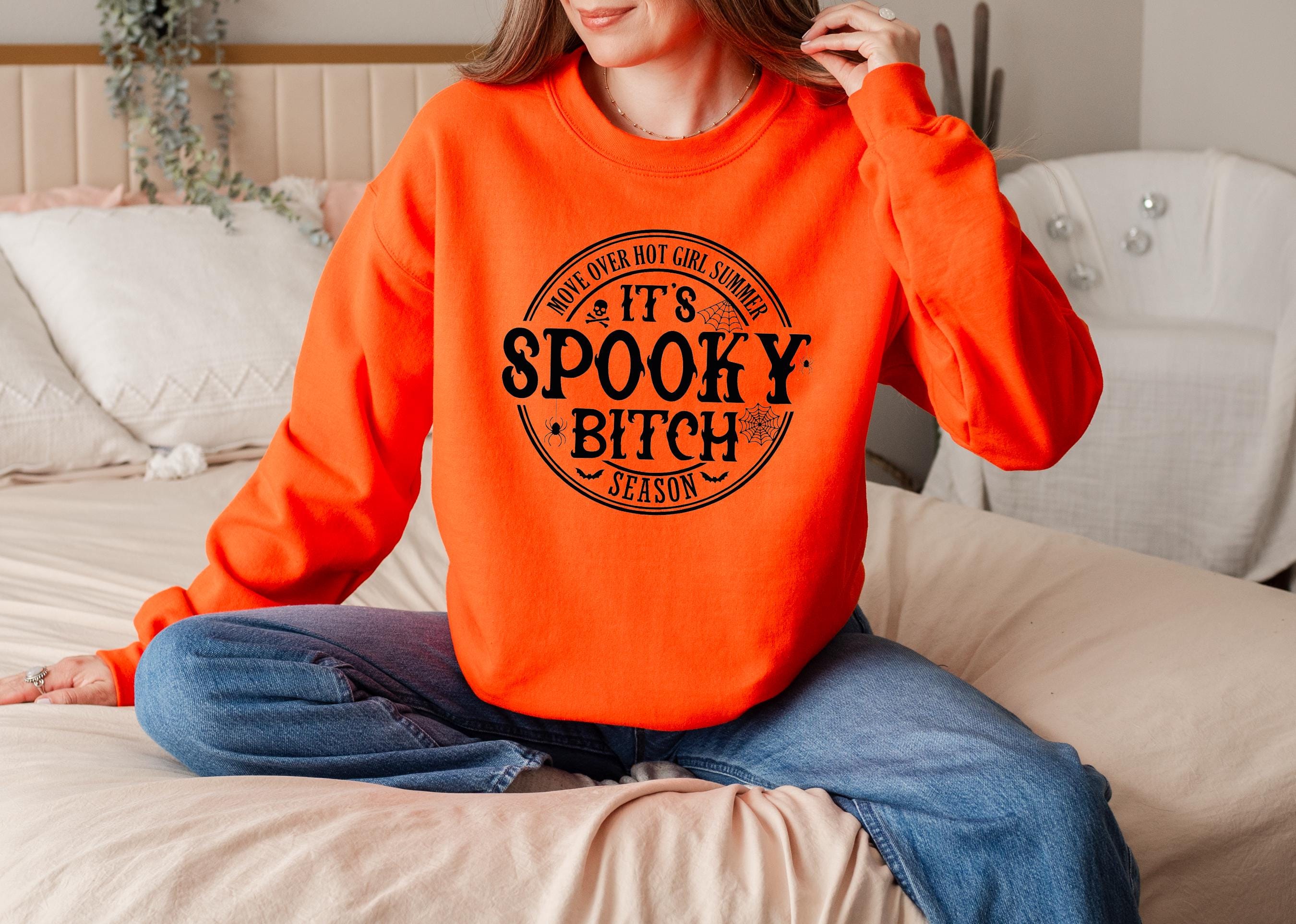 Spooky Bitch Sweatshirt, Halloween Crewneck Sweatshirt,