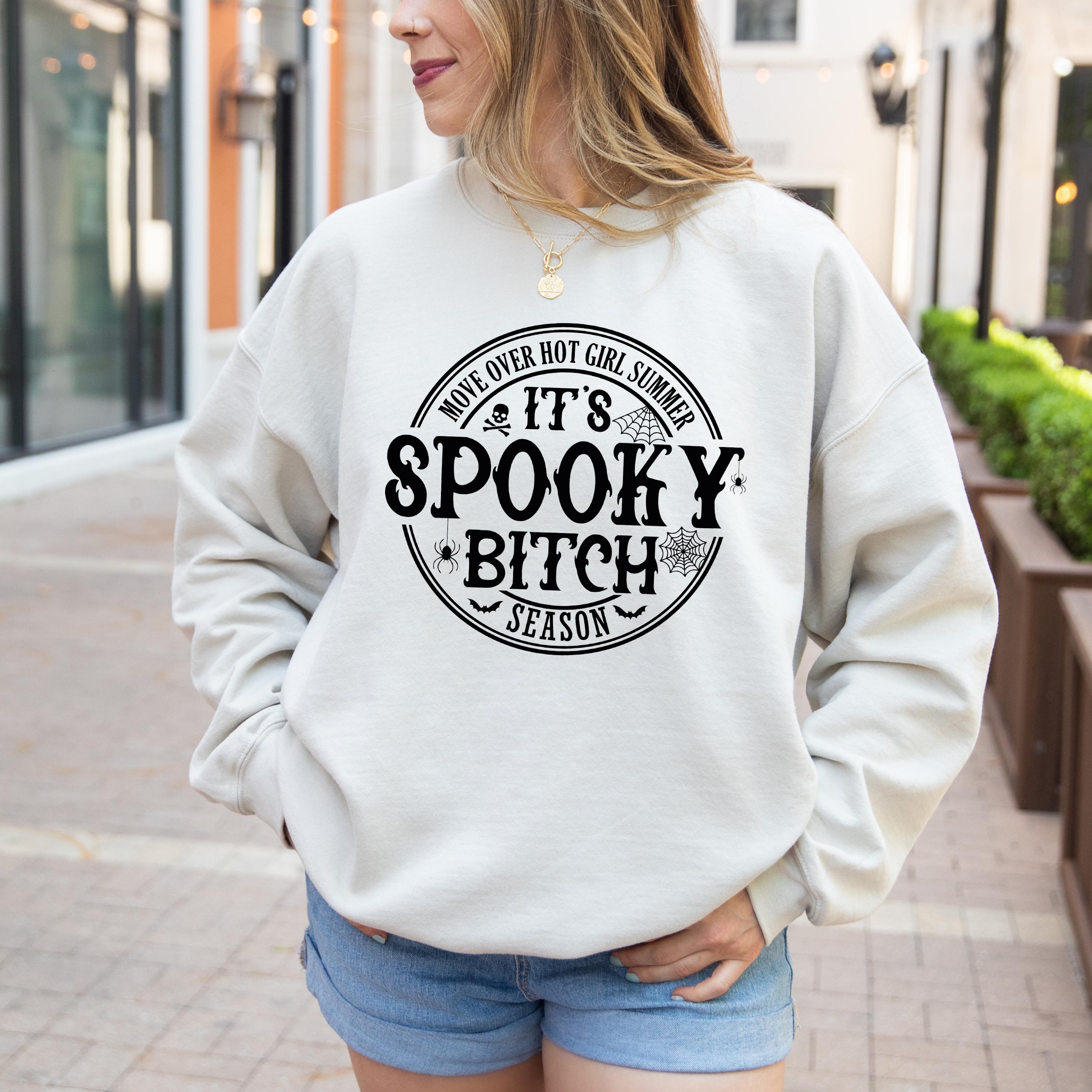 Spooky Bitch Sweatshirt, Halloween Crewneck Sweatshirt,