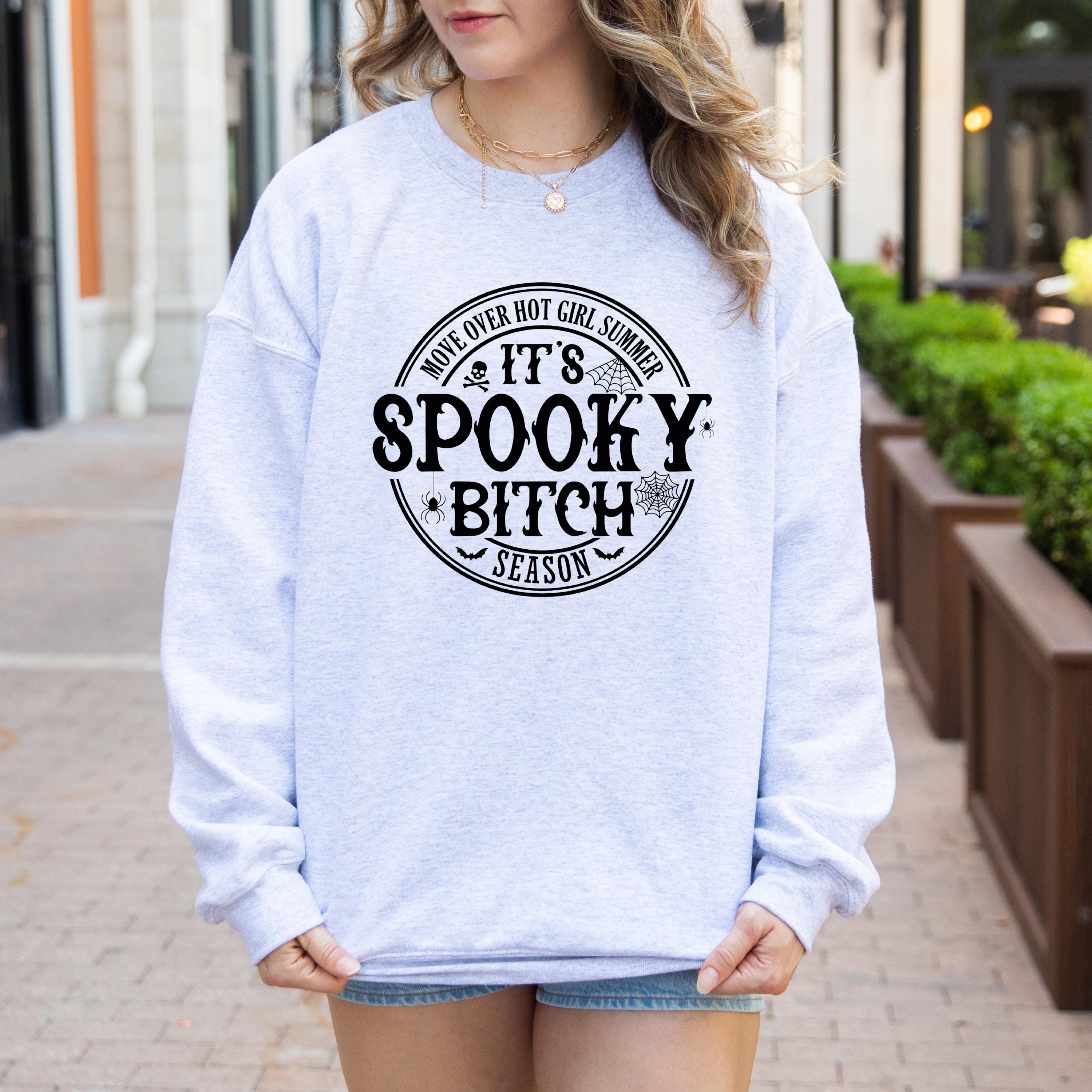 Spooky Bitch Sweatshirt, Halloween Crewneck Sweatshirt,