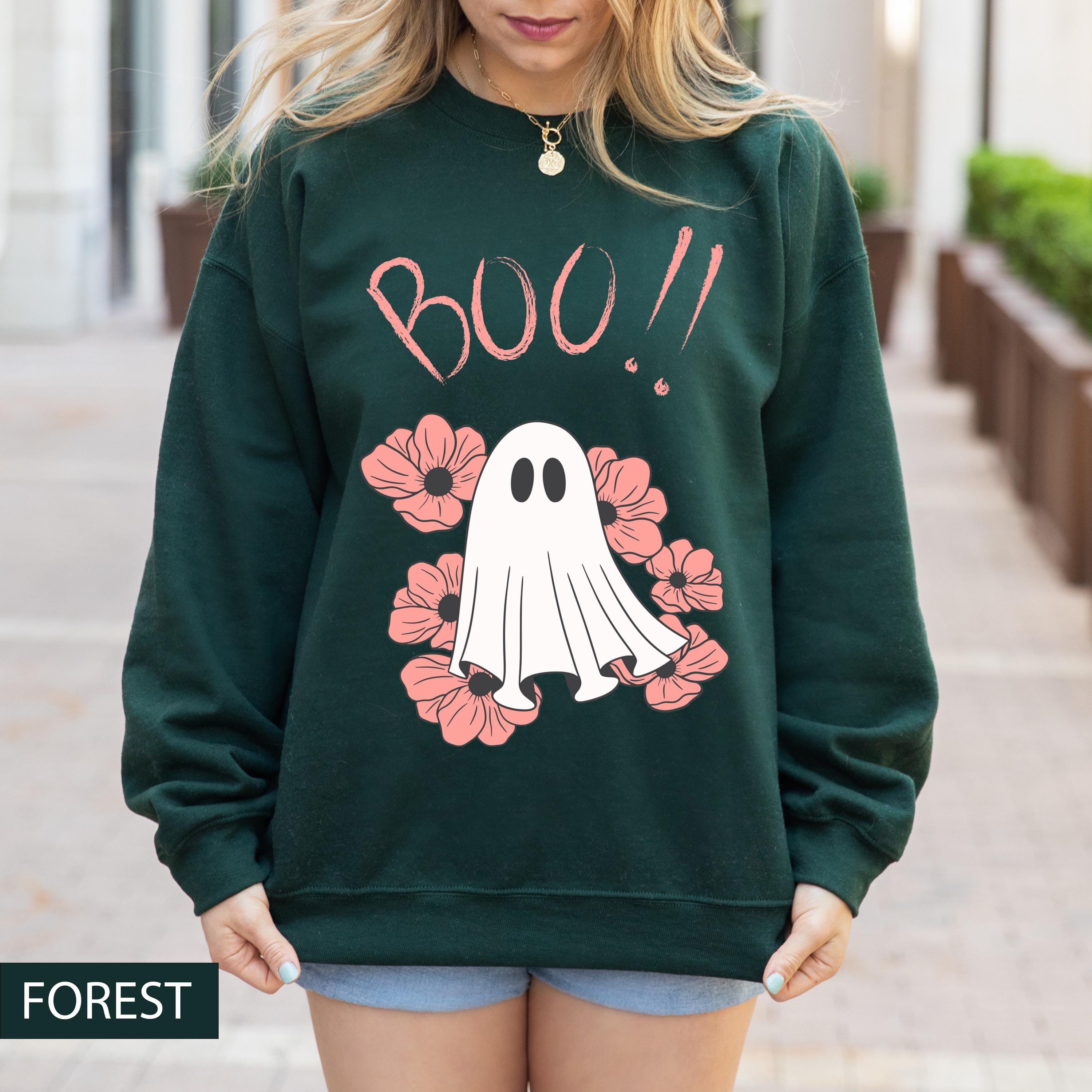 Boo cute ghost sweatshirt, Halloween sweatshirt, Spooky season sweatshirt, Boo sweatshirt, Ghost sweatshirt, Vintage Halloween sweatshirt