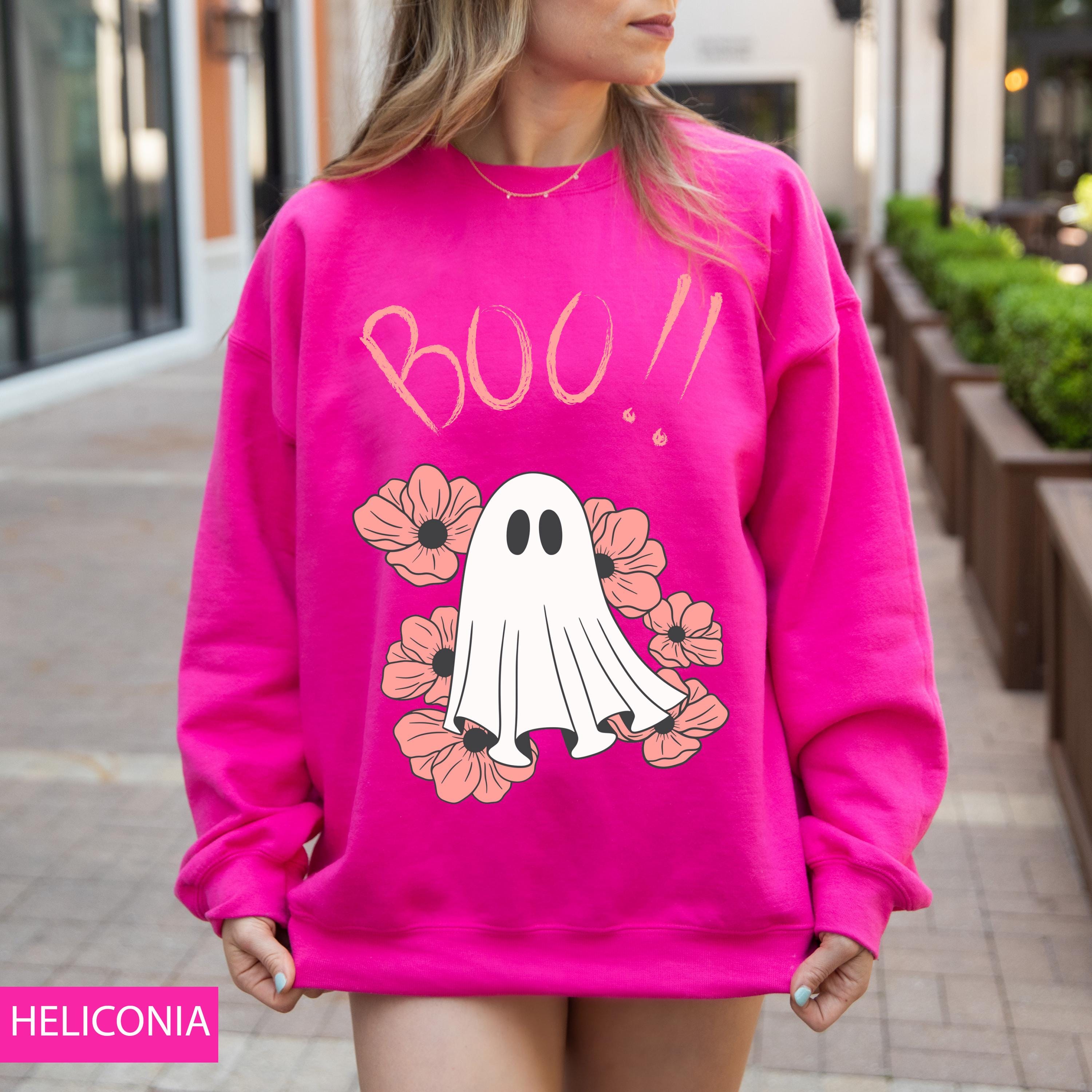Boo cute ghost sweatshirt, Halloween sweatshirt, Spooky season sweatshirt, Boo sweatshirt, Ghost sweatshirt, Vintage Halloween sweatshirt
