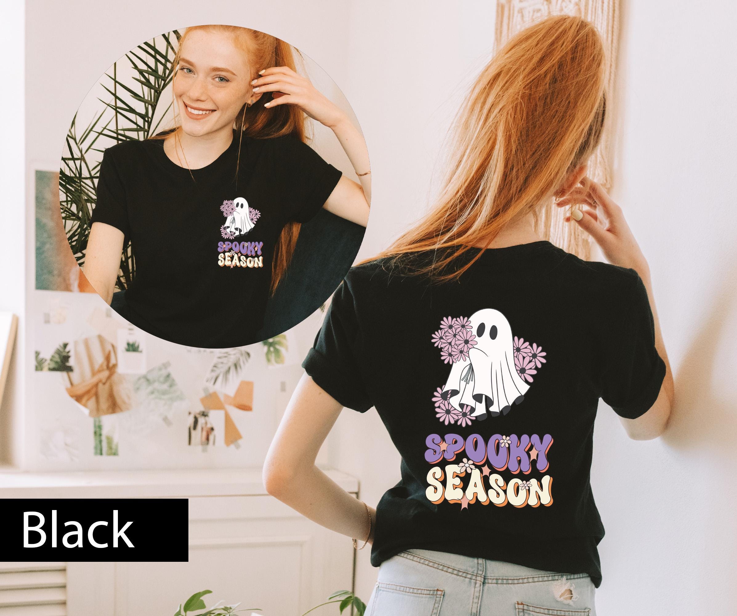 Spooky season cute Halloween ghost shirt, Ghost shirt, Spooky season shirt, Halloween season shirt, Vintage shirt, front and back shirt