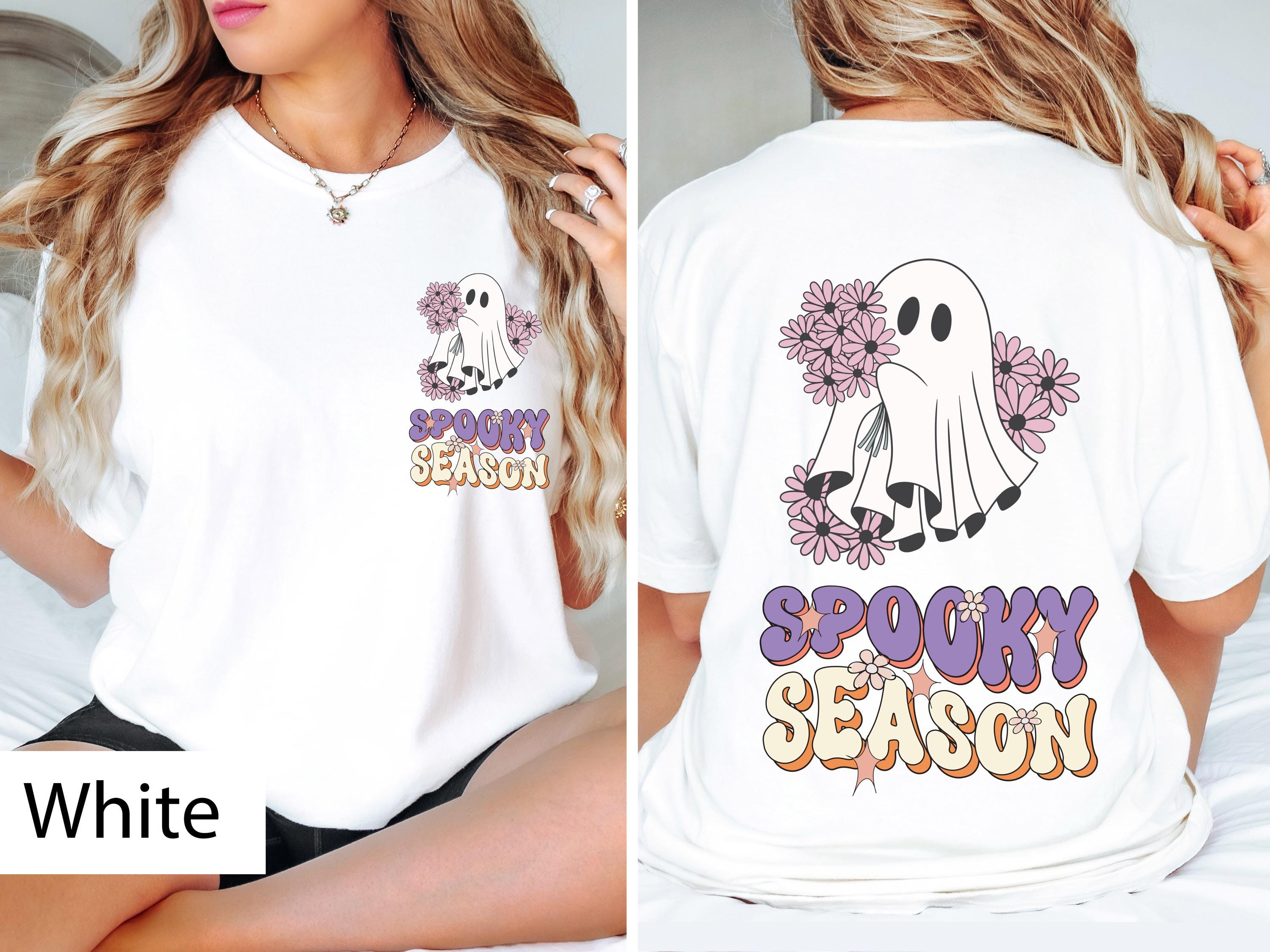 Spooky season cute Halloween ghost shirt, Ghost shirt, Spooky season shirt, Halloween season shirt, Vintage shirt, front and back shirt