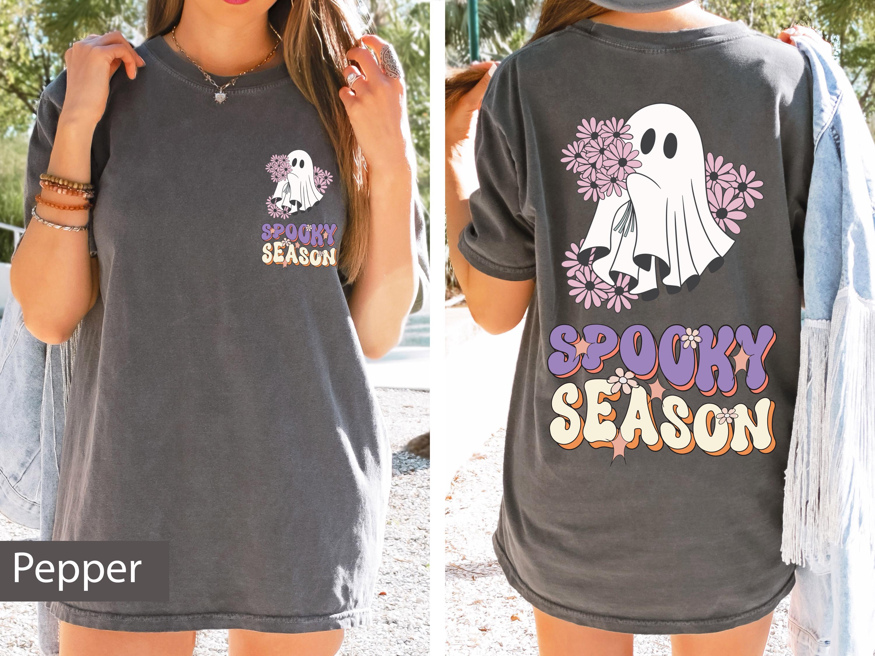 Spooky season cute Halloween ghost shirt, Ghost shirt, Spooky season shirt, Halloween season shirt, Vintage shirt, front and back shirt
