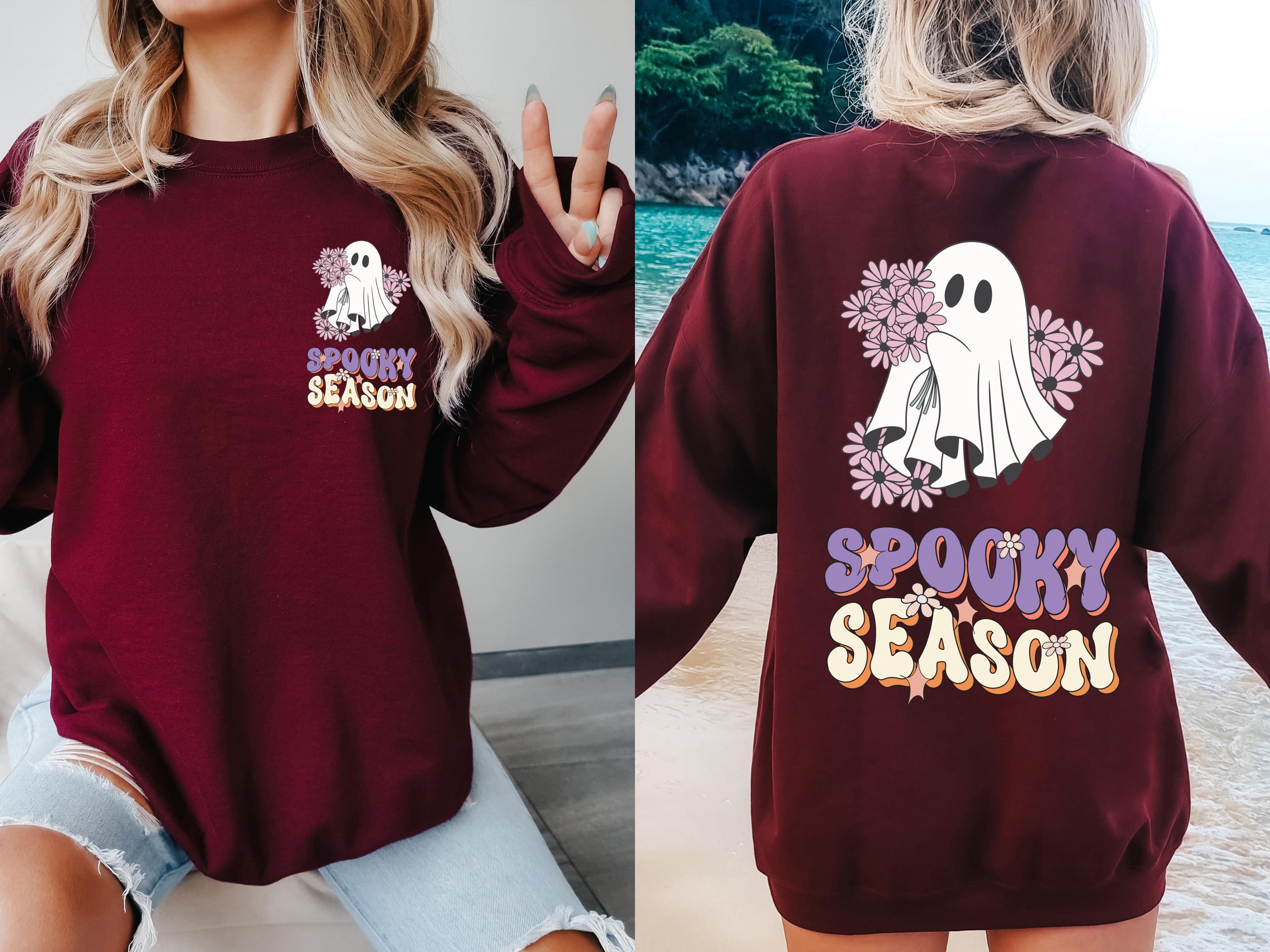 Spooky season cute Halloween ghost sweatshirt, Ghost sweatshirt, Spooky season sweatshirt, Halloween sweatshirt, Vintage sweatshirt