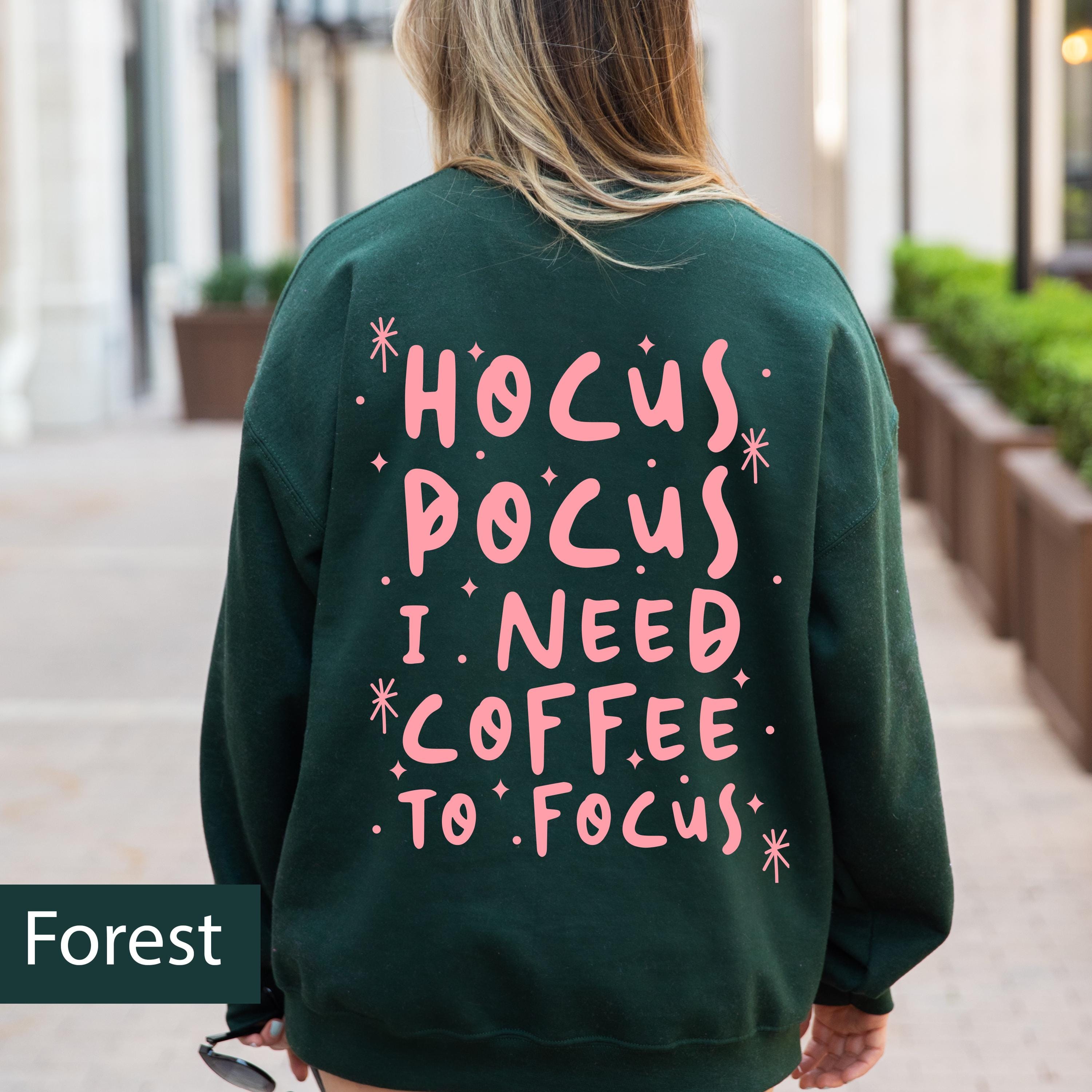 Hocus pocus I need coffee to focus skeleton Sweatshirt, Spooky season Sweatshirt, Coffee Sweatshirt, Skeleton Sweatshirt, Halloween sweat