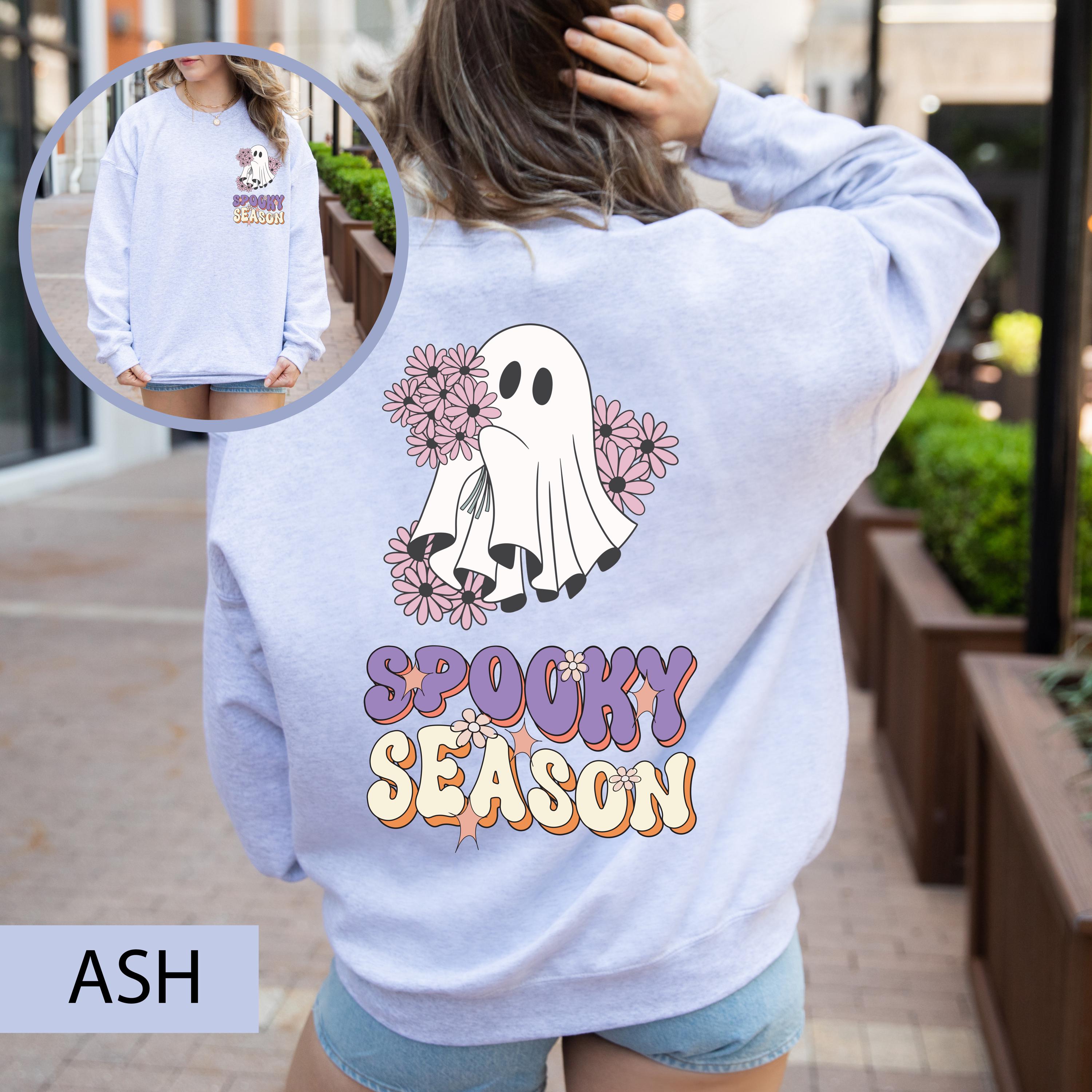 Spooky season cute Halloween ghost sweatshirt, Ghost sweatshirt, Spooky season sweatshirt, Halloween sweatshirt, Vintage sweatshirt