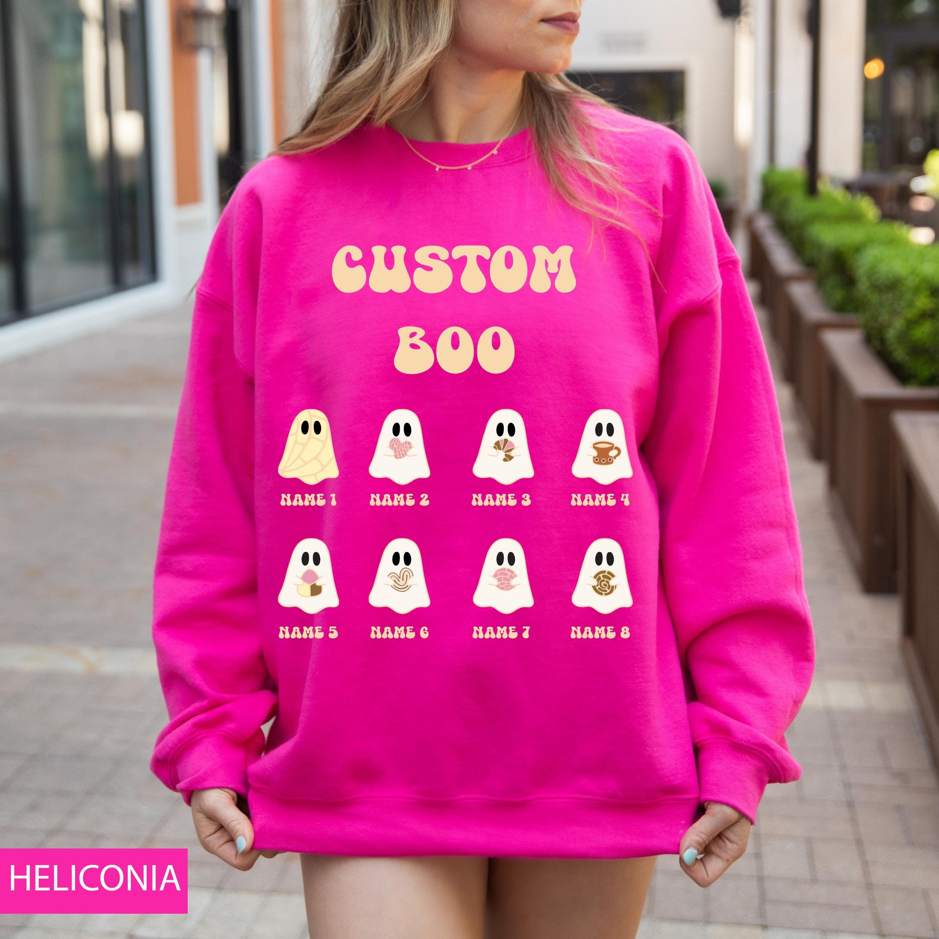 Custom Halloween boo ghost family sweatshirt, Custom sweatshirt, Personalized family Halloween sweatshirt, Custom ghost sweatshirt