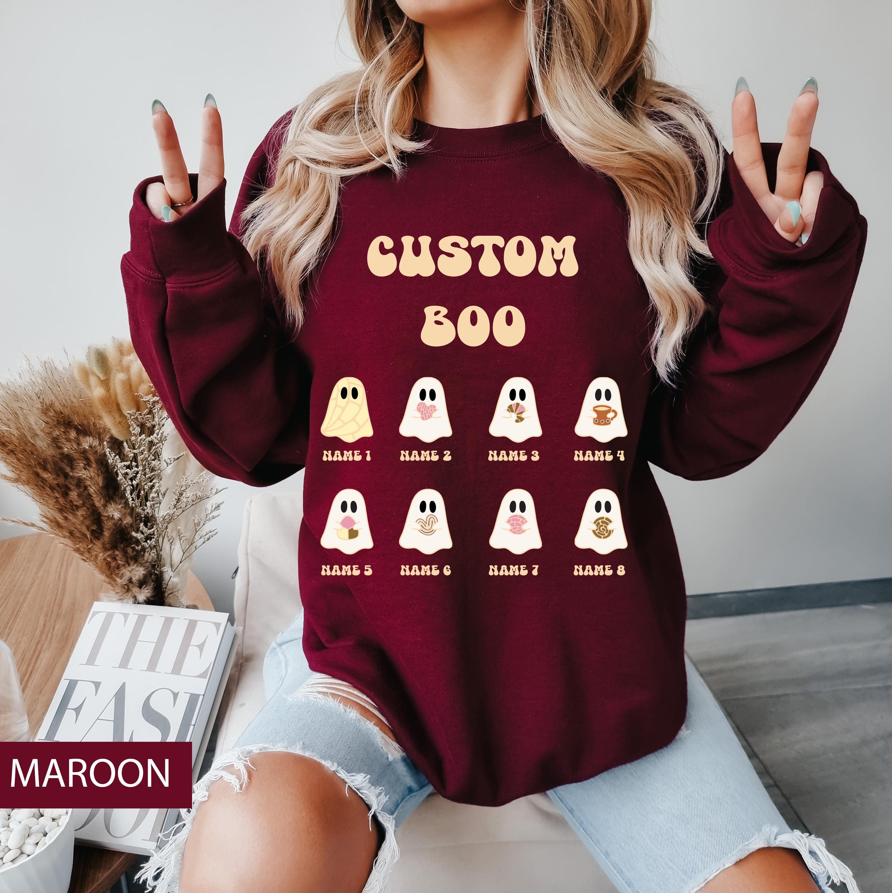 Custom Halloween boo ghost family sweatshirt, Custom sweatshirt, Personalized family Halloween sweatshirt, Custom ghost sweatshirt