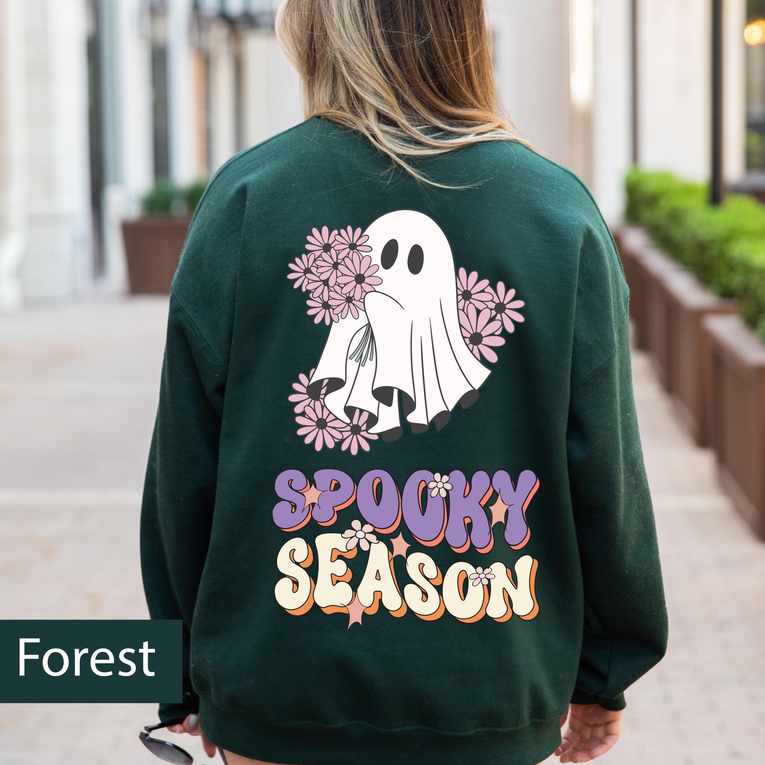 Spooky season cute Halloween ghost sweatshirt, Ghost sweatshirt, Spooky season sweatshirt, Halloween sweatshirt, Vintage sweatshirt