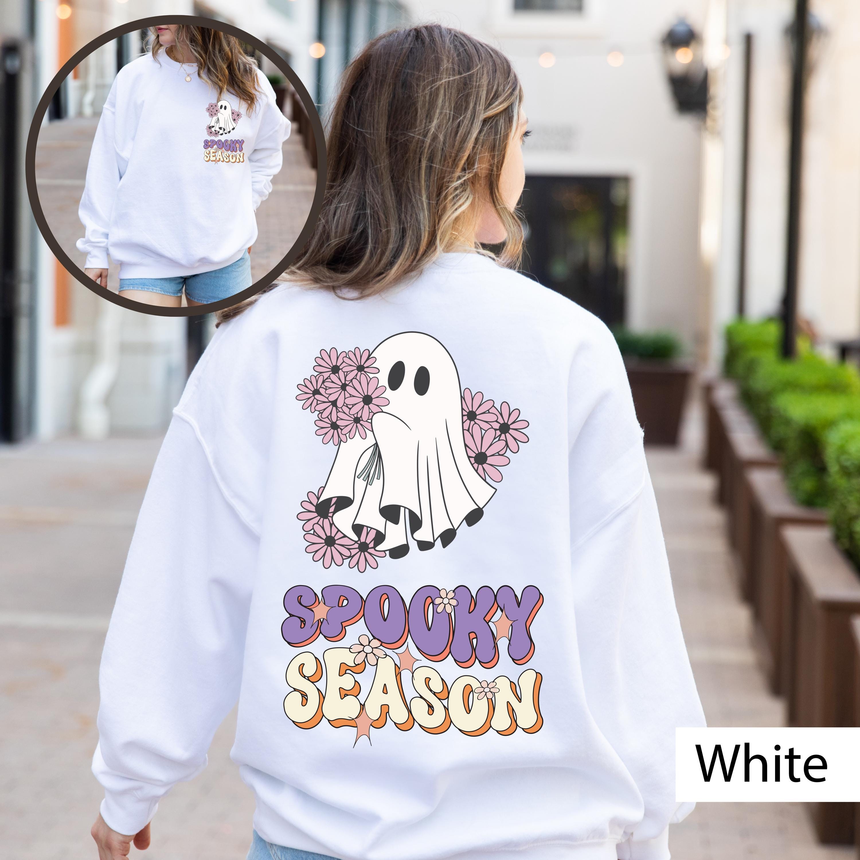 Spooky season cute Halloween ghost sweatshirt, Ghost sweatshirt, Spooky season sweatshirt, Halloween sweatshirt, Vintage sweatshirt