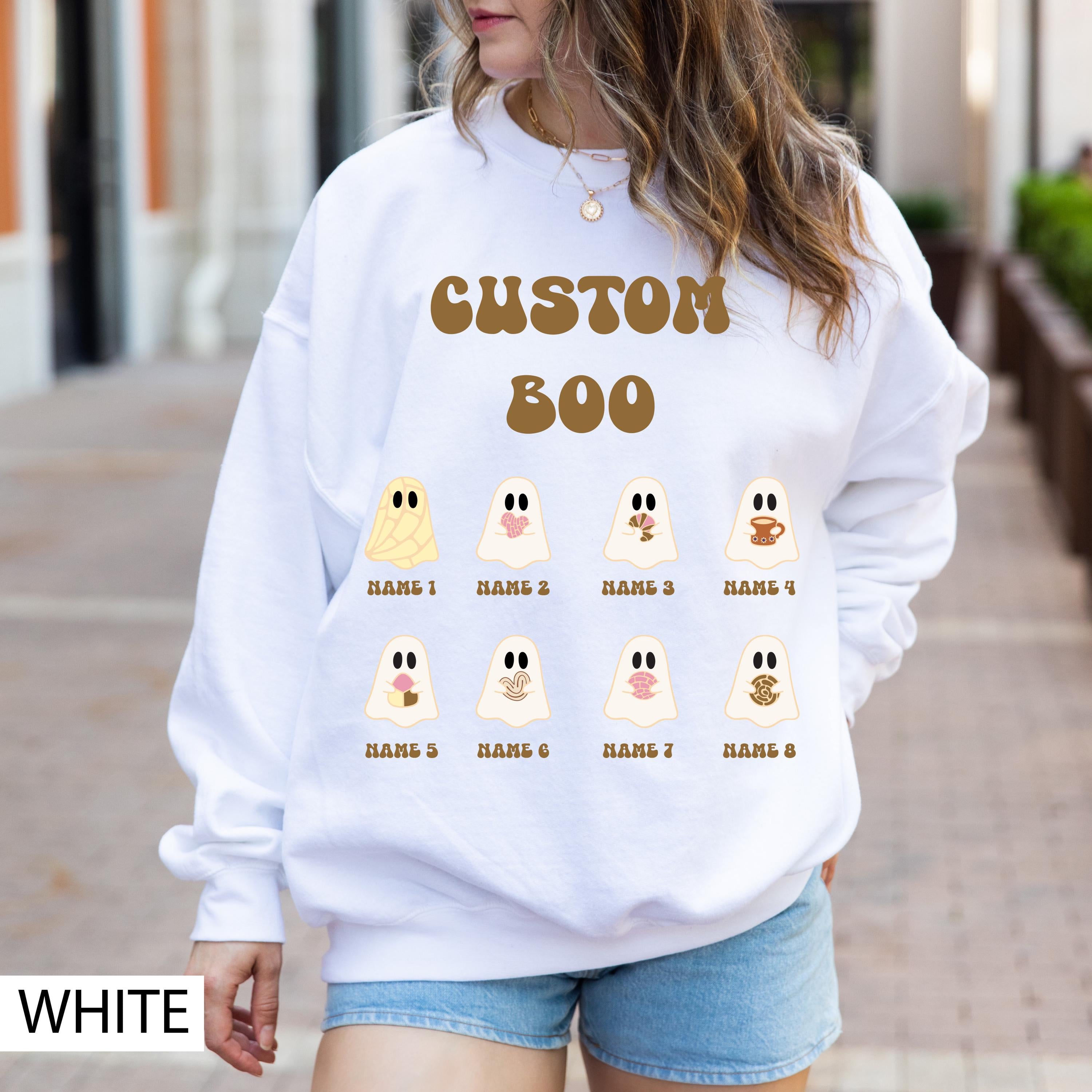 Custom Halloween boo ghost family sweatshirt, Custom sweatshirt, Personalized family Halloween sweatshirt, Custom ghost sweatshirt