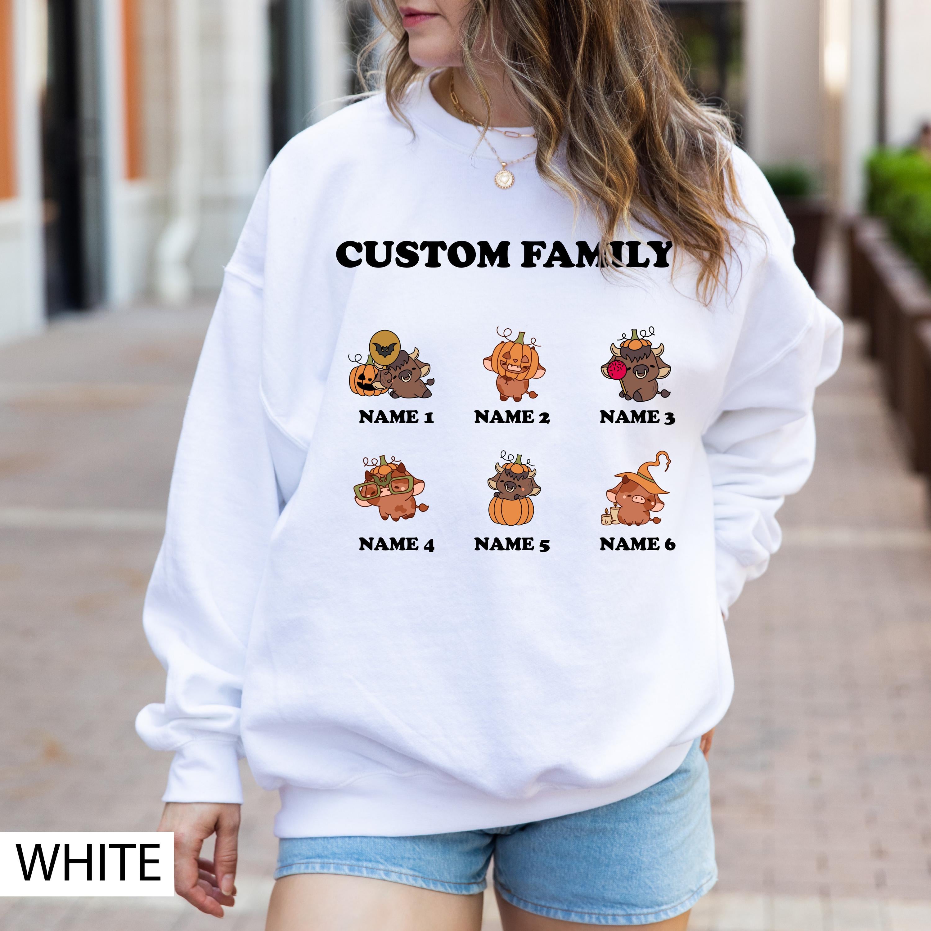Custom Halloween cute cow family sweatshirt, Custom sweatshirt, Personalized family Halloween sweatshirt, Spooky season sweatshirt