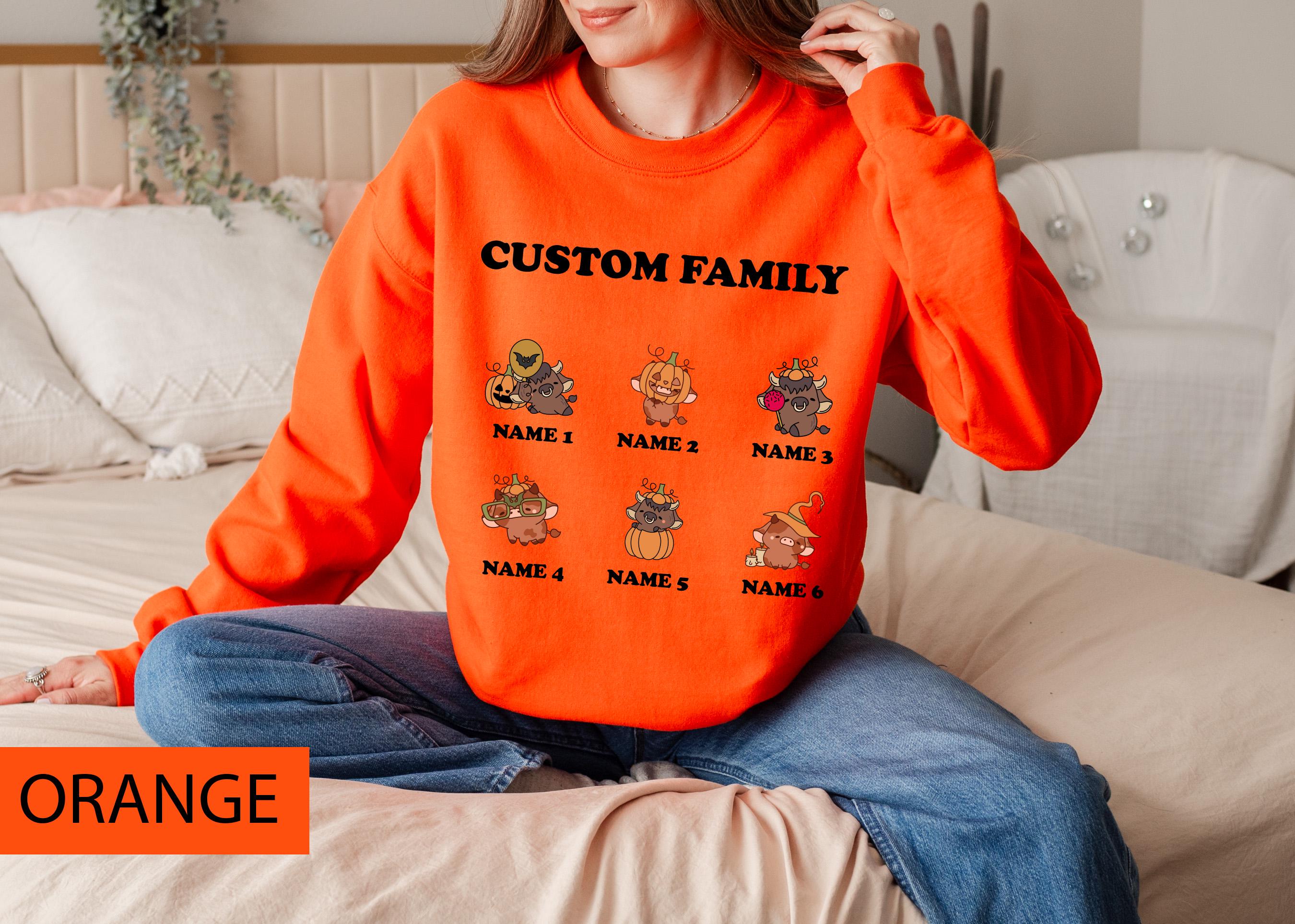 Custom Halloween cute cow family sweatshirt, Custom sweatshirt, Personalized family Halloween sweatshirt, Spooky season sweatshirt