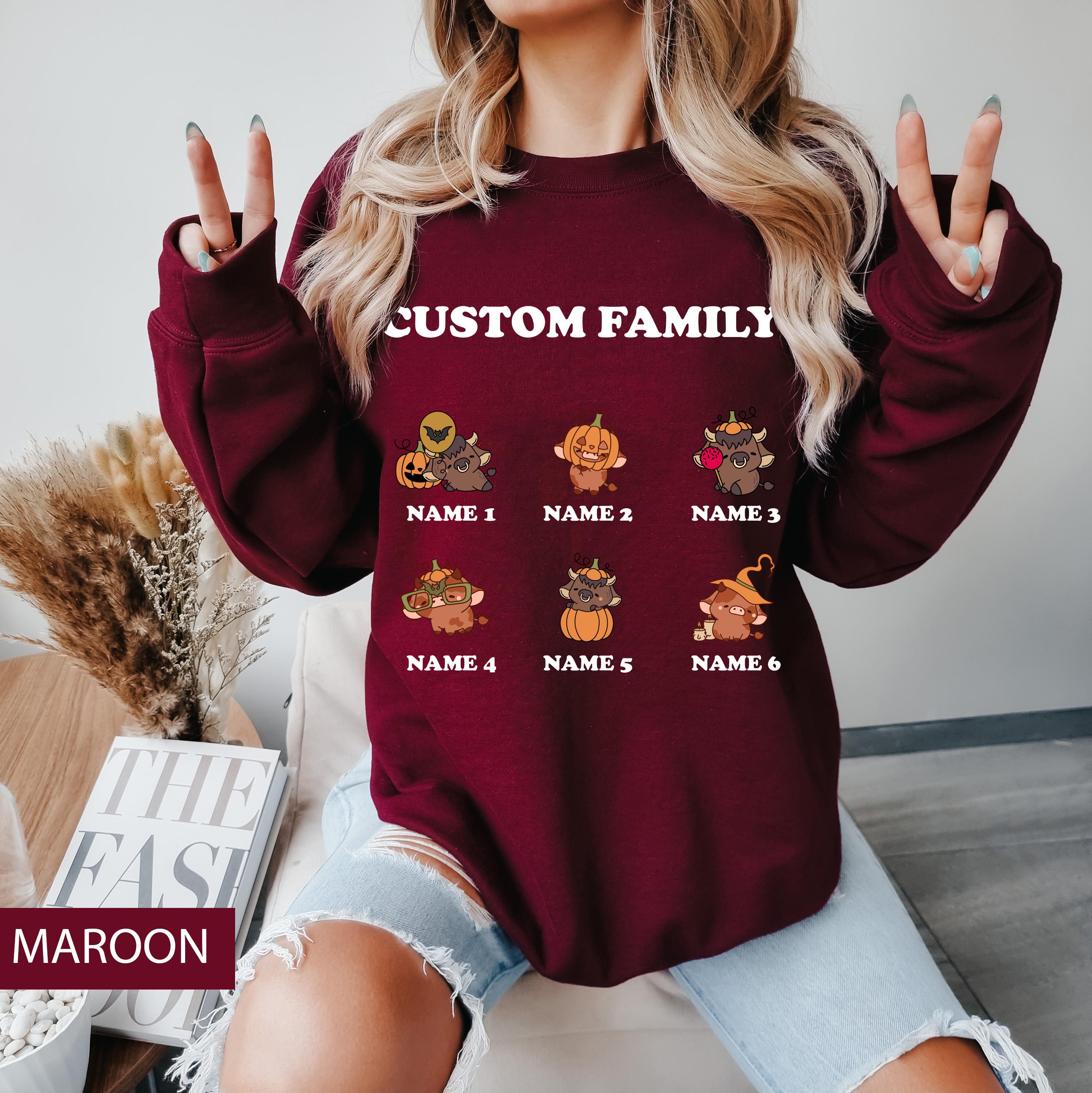 Custom Halloween cute cow family sweatshirt, Custom sweatshirt, Personalized family Halloween sweatshirt, Spooky season sweatshirt